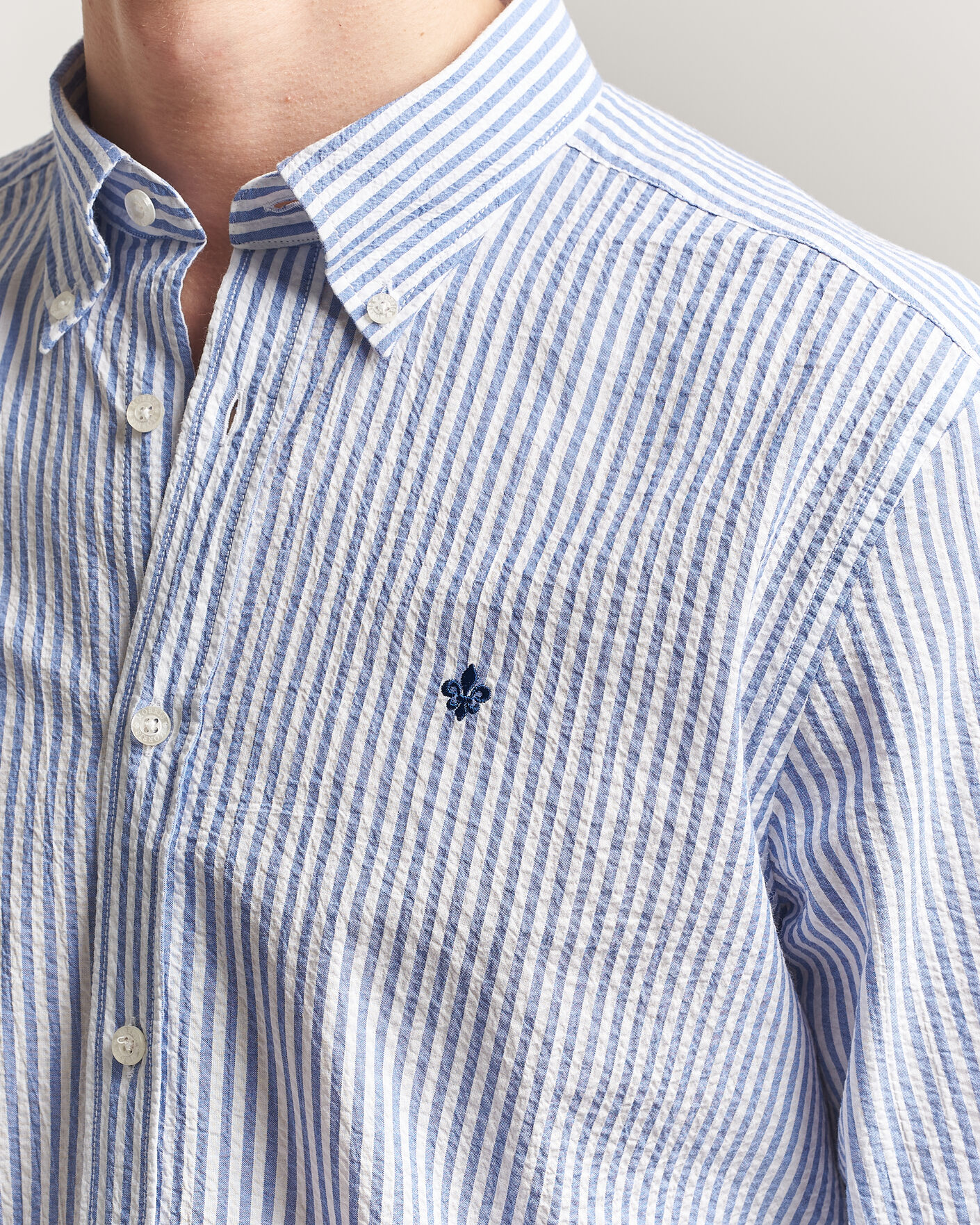 Herr | Skjortor | Morris | Seersucker Shirt Blue