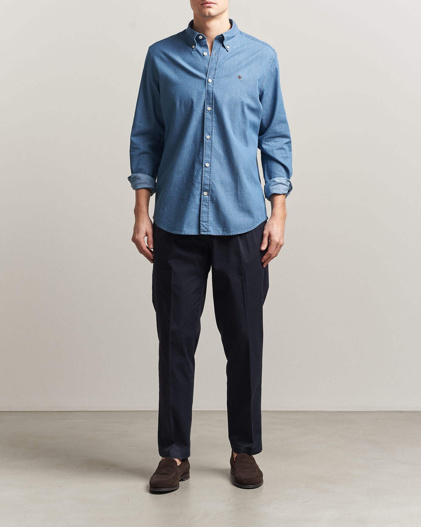 Herr | Skjortor | Morris | Denim Printed Shirt Blue