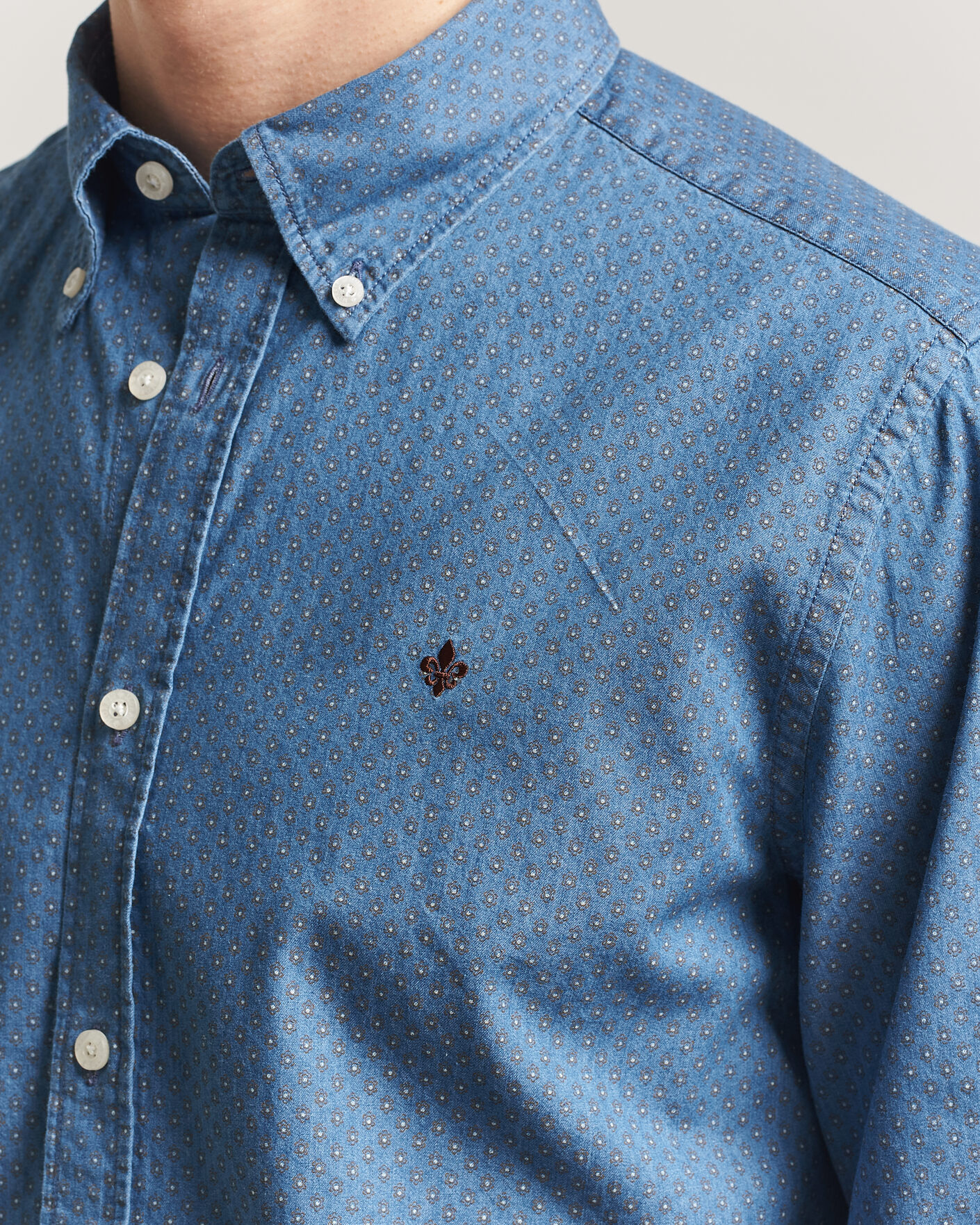Herr | Skjortor | Morris | Denim Printed Shirt Blue
