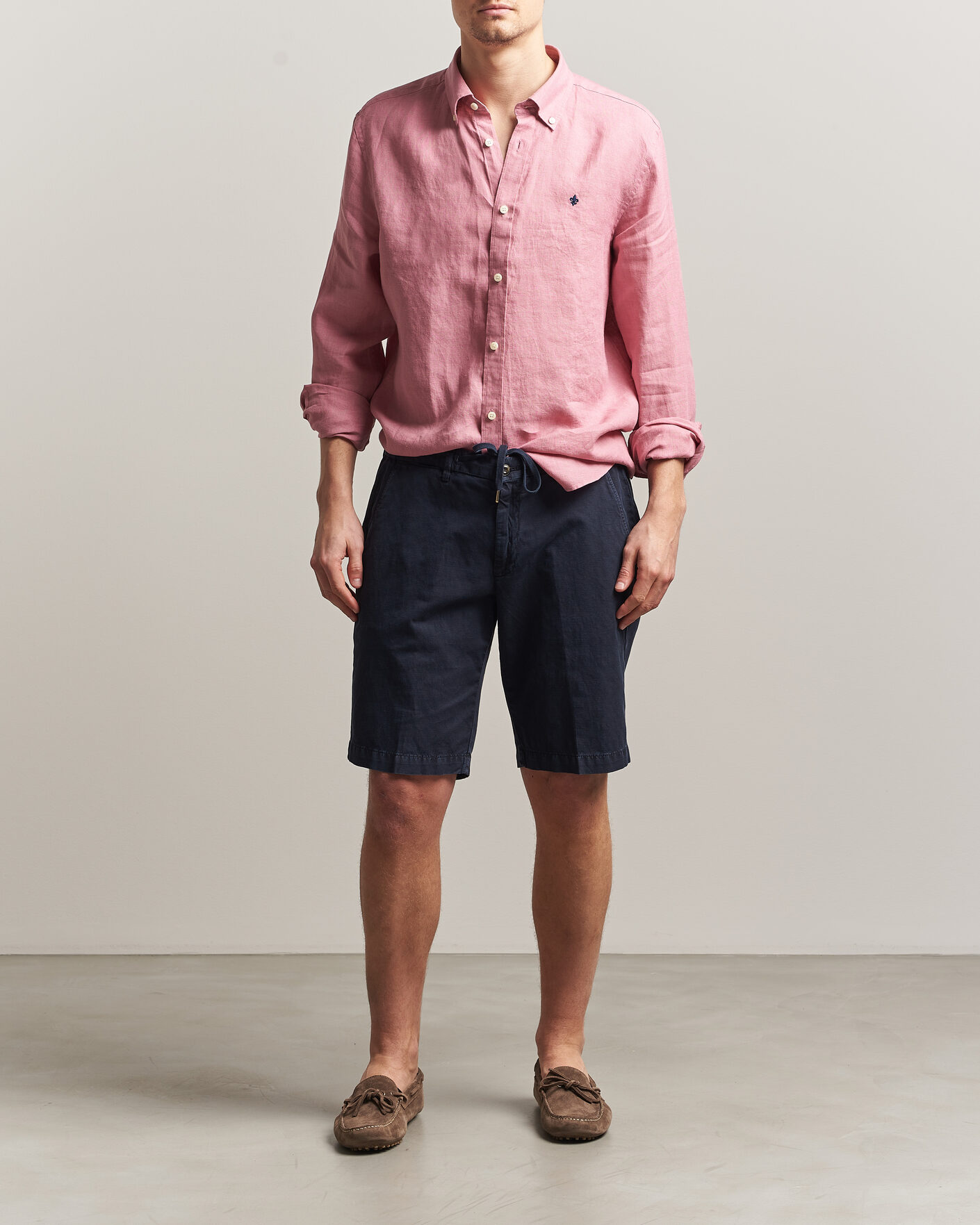 Herr | Skjortor | Morris | Douglas Button Down Linen Shirt Pink
