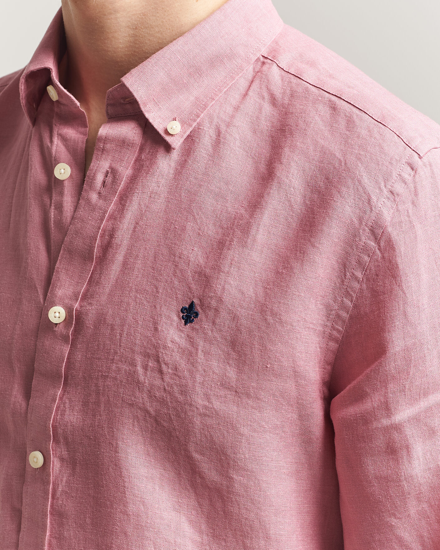 Herr | Skjortor | Morris | Douglas Button Down Linen Shirt Pink