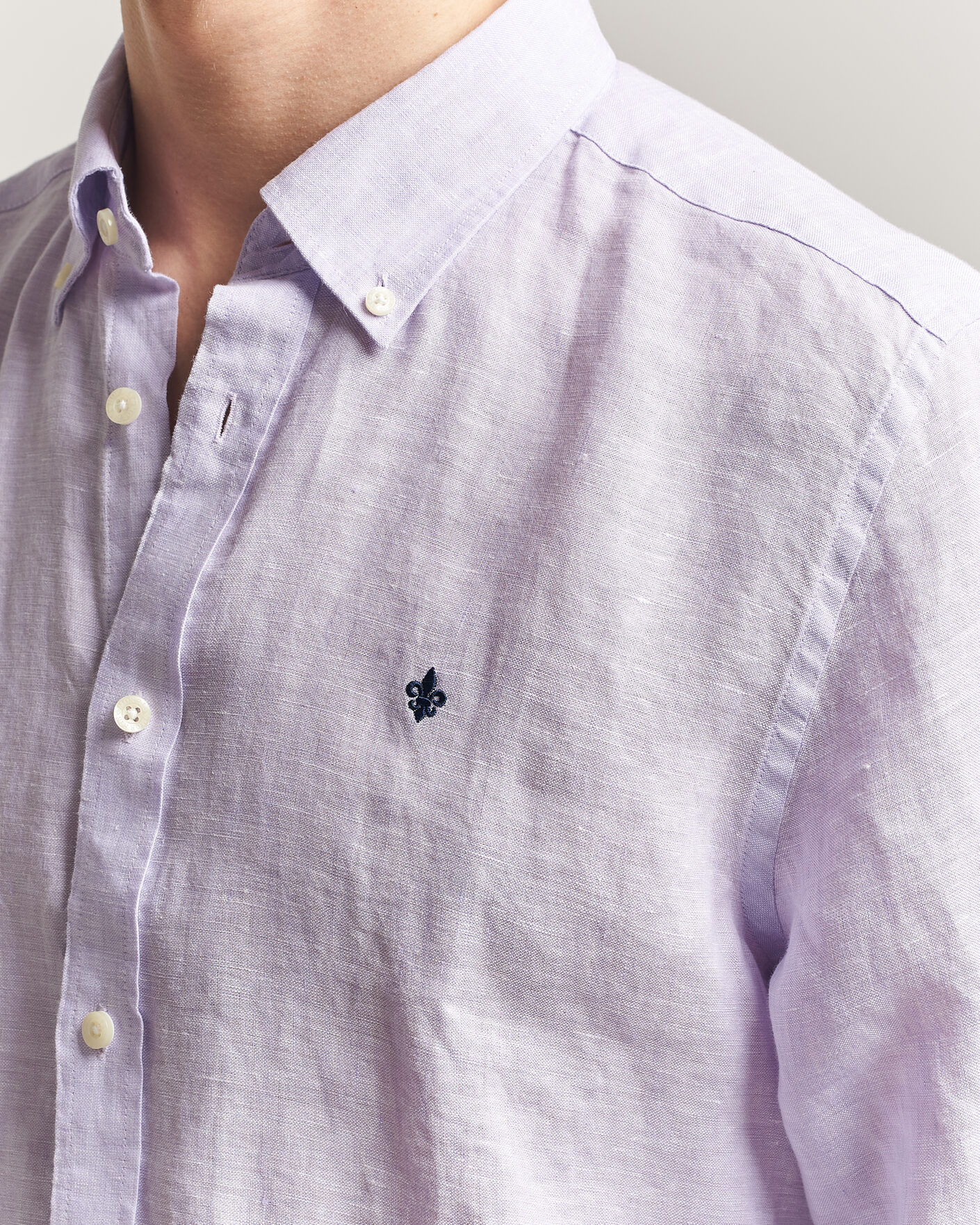 Herr | Skjortor | Morris | Douglas Button Down Linen Shirt Purple