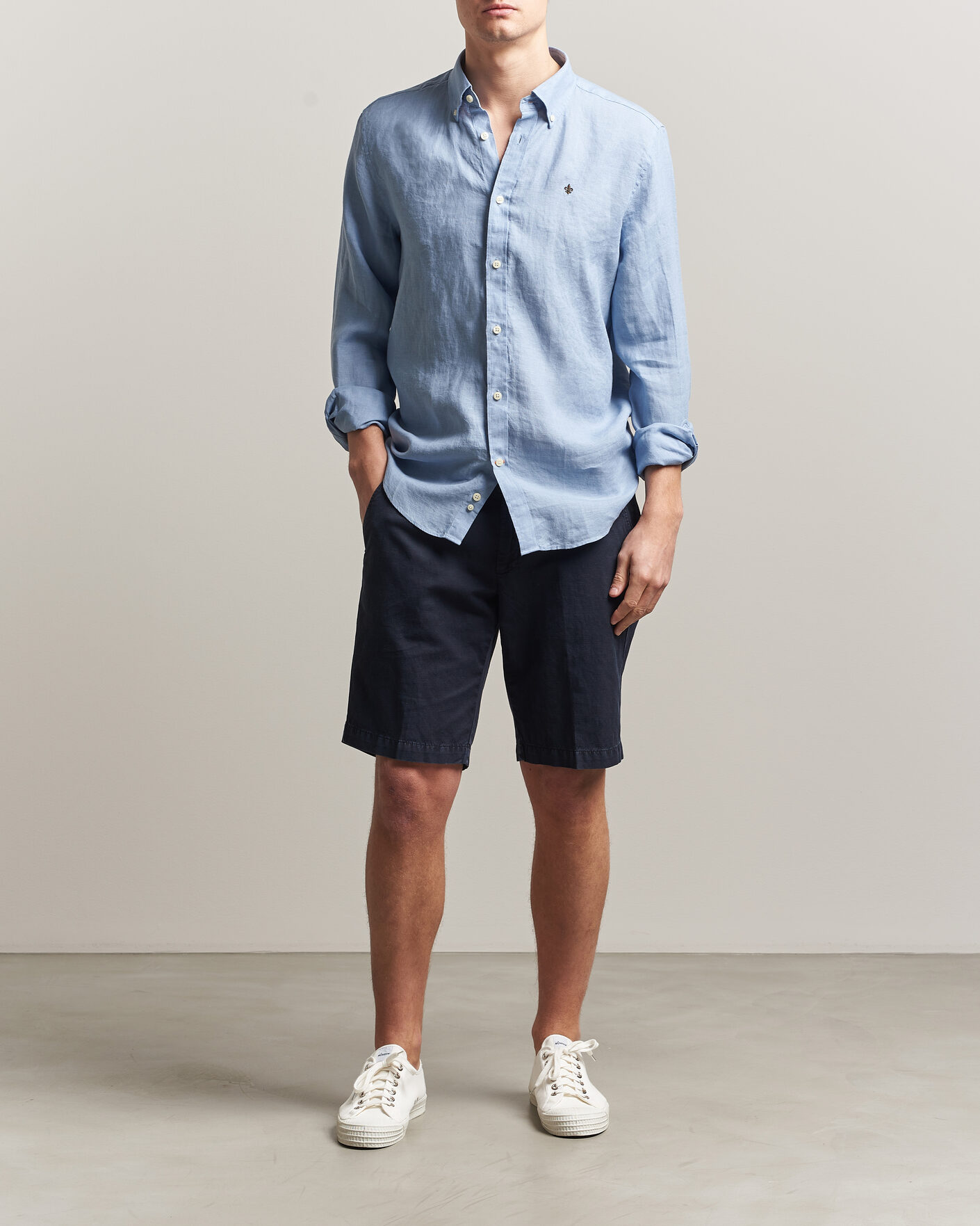 Herr | Skjortor | Morris | Douglas Button Down Linen Shirt Light Blue