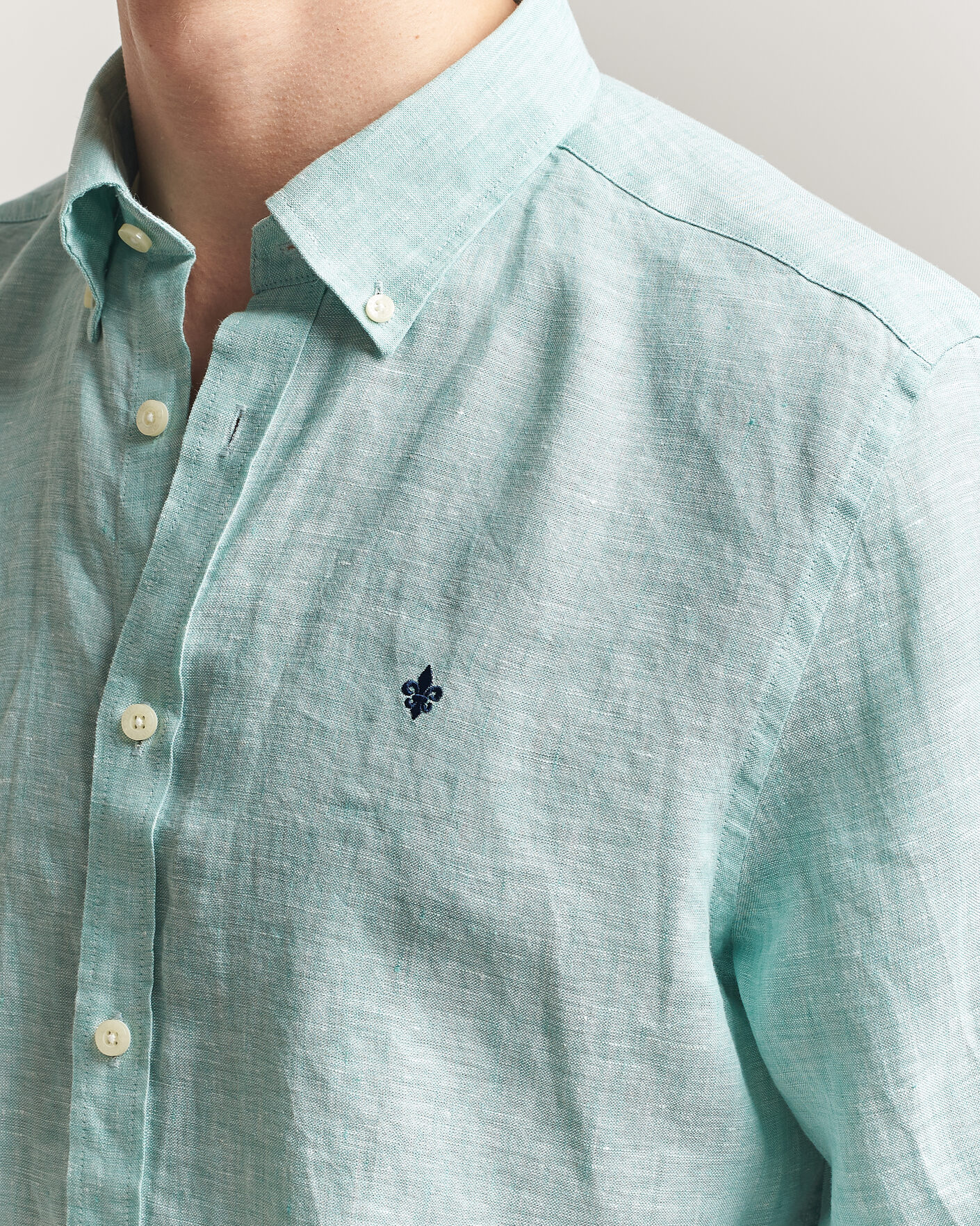 Herr | Skjortor | Morris | Douglas Button Down Linen Shirt Green
