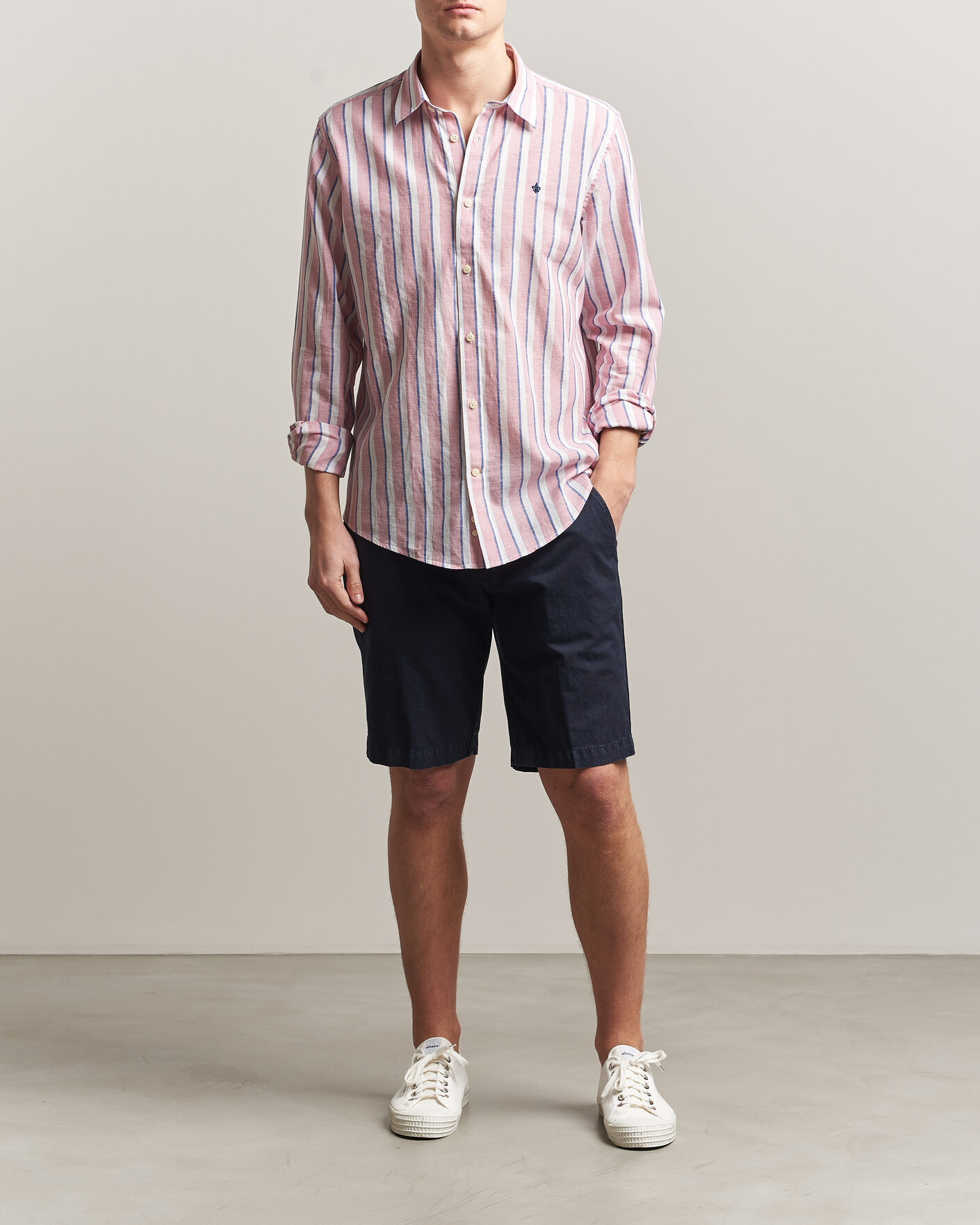 Herr | Skjortor | Morris | Douglas Linen Striped Shirt Red/White