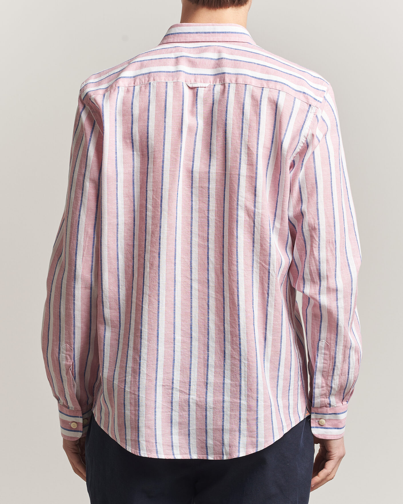 Herr | Skjortor | Morris | Douglas Linen Striped Shirt Red/White