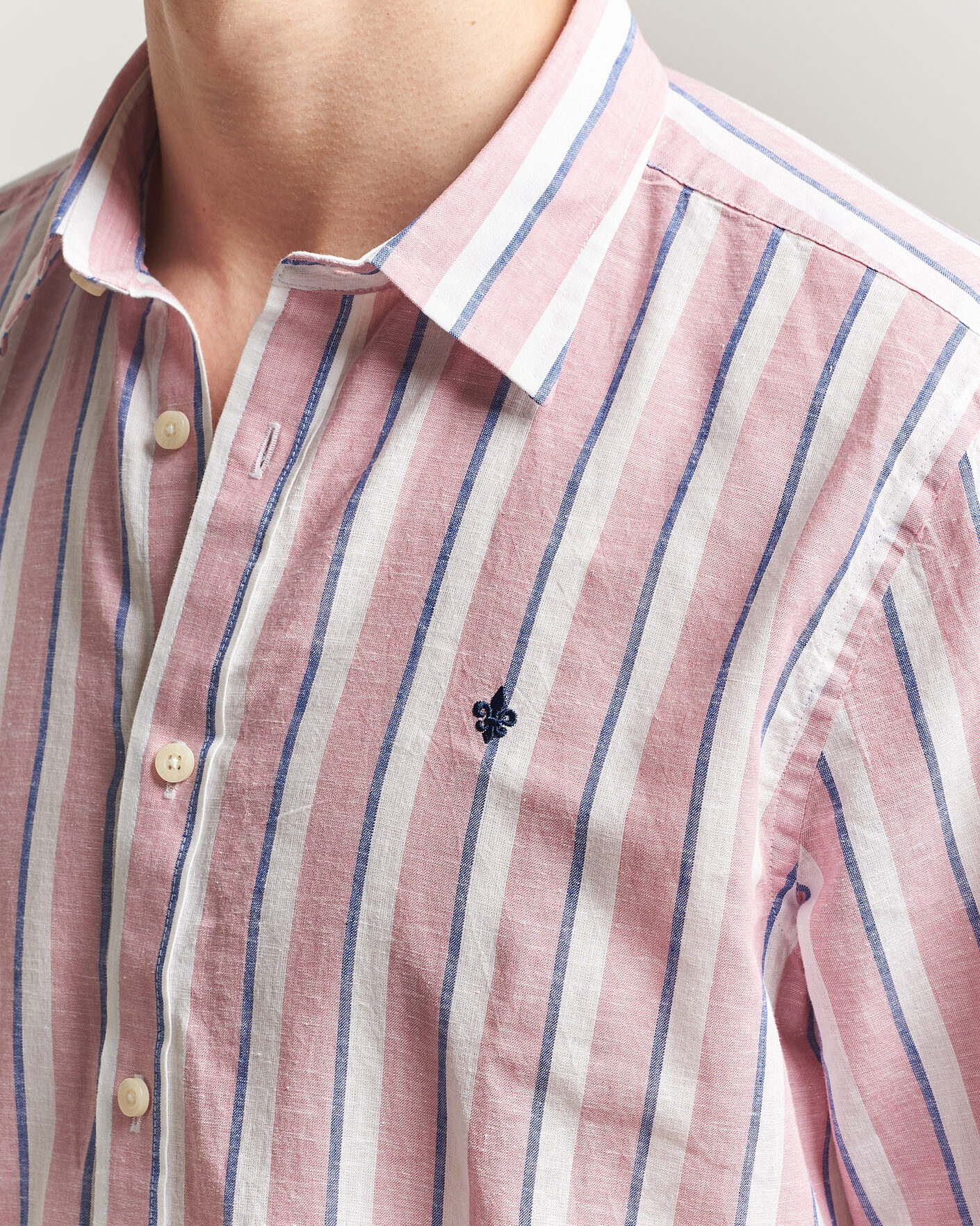 Herr | Skjortor | Morris | Douglas Linen Striped Shirt Red/White
