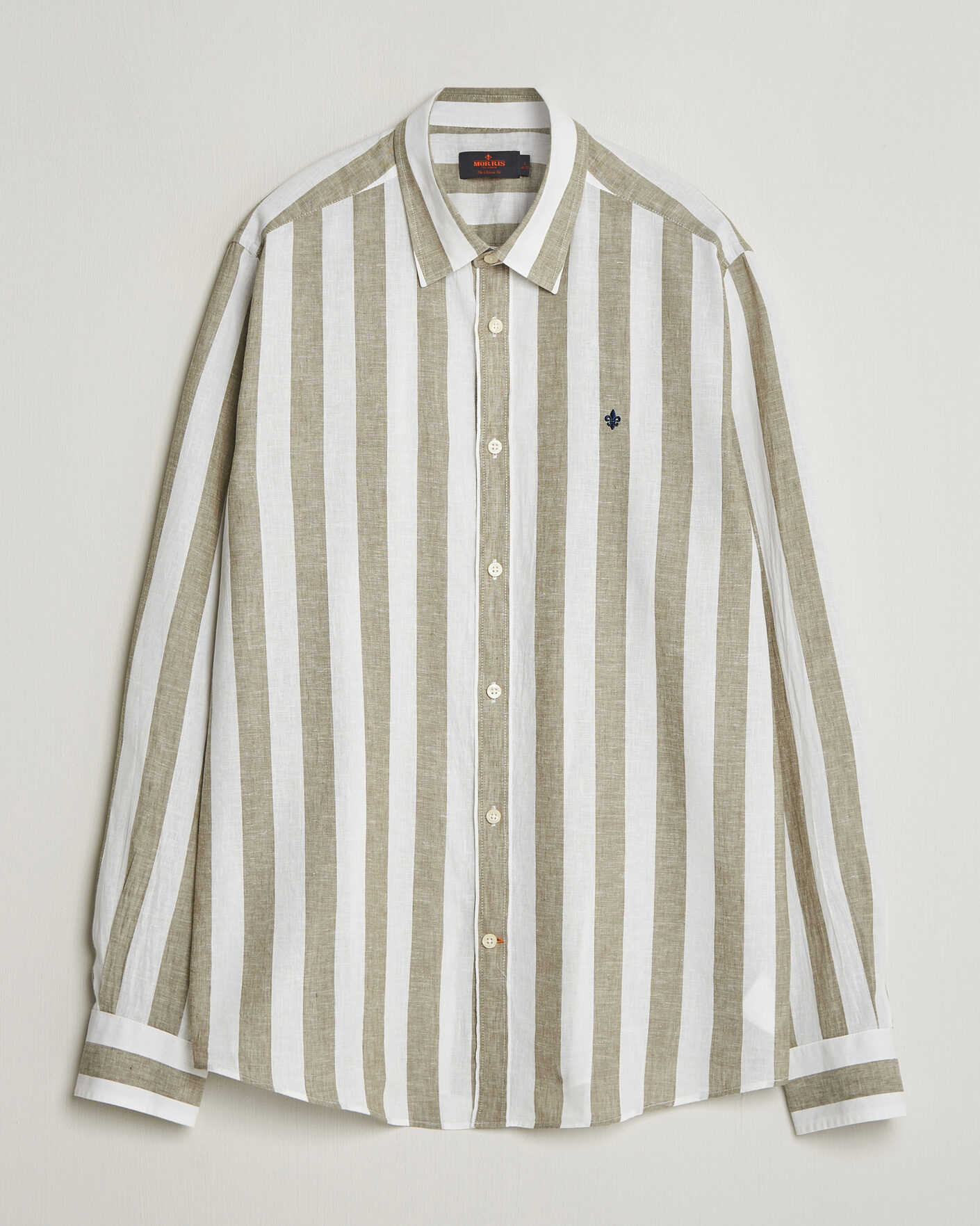 Herr | Skjortor | Morris | Douglas Linen Striped Shirt Green/White