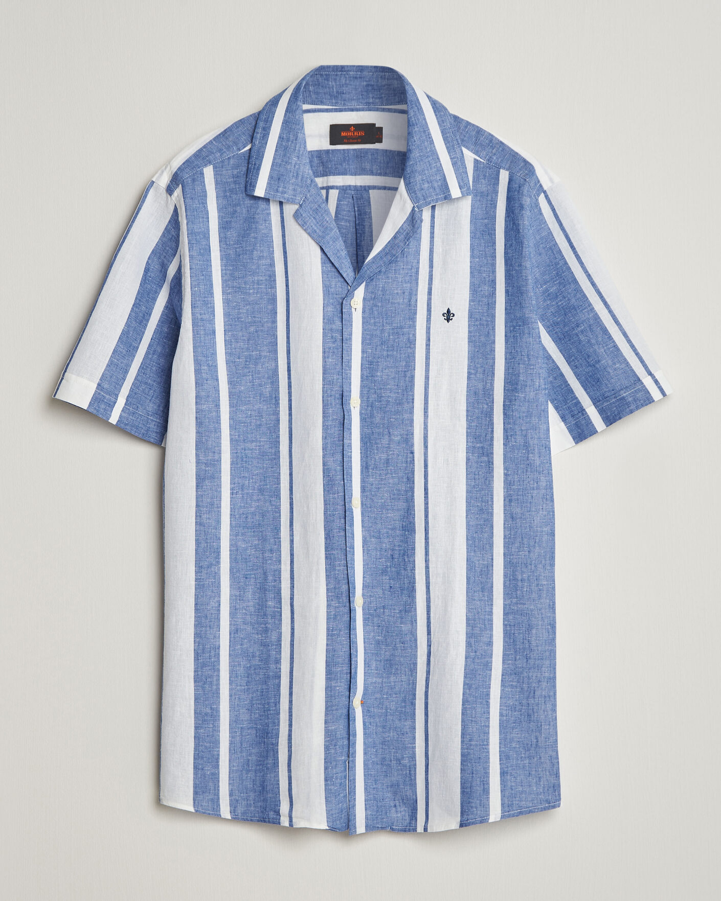 Herr | Skjortor | Morris | Resort Short Sleeve Linen Shirt Blue