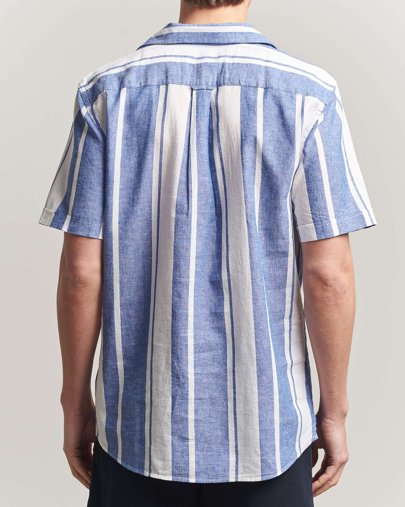 Herr | Skjortor | Morris | Resort Short Sleeve Linen Shirt Blue