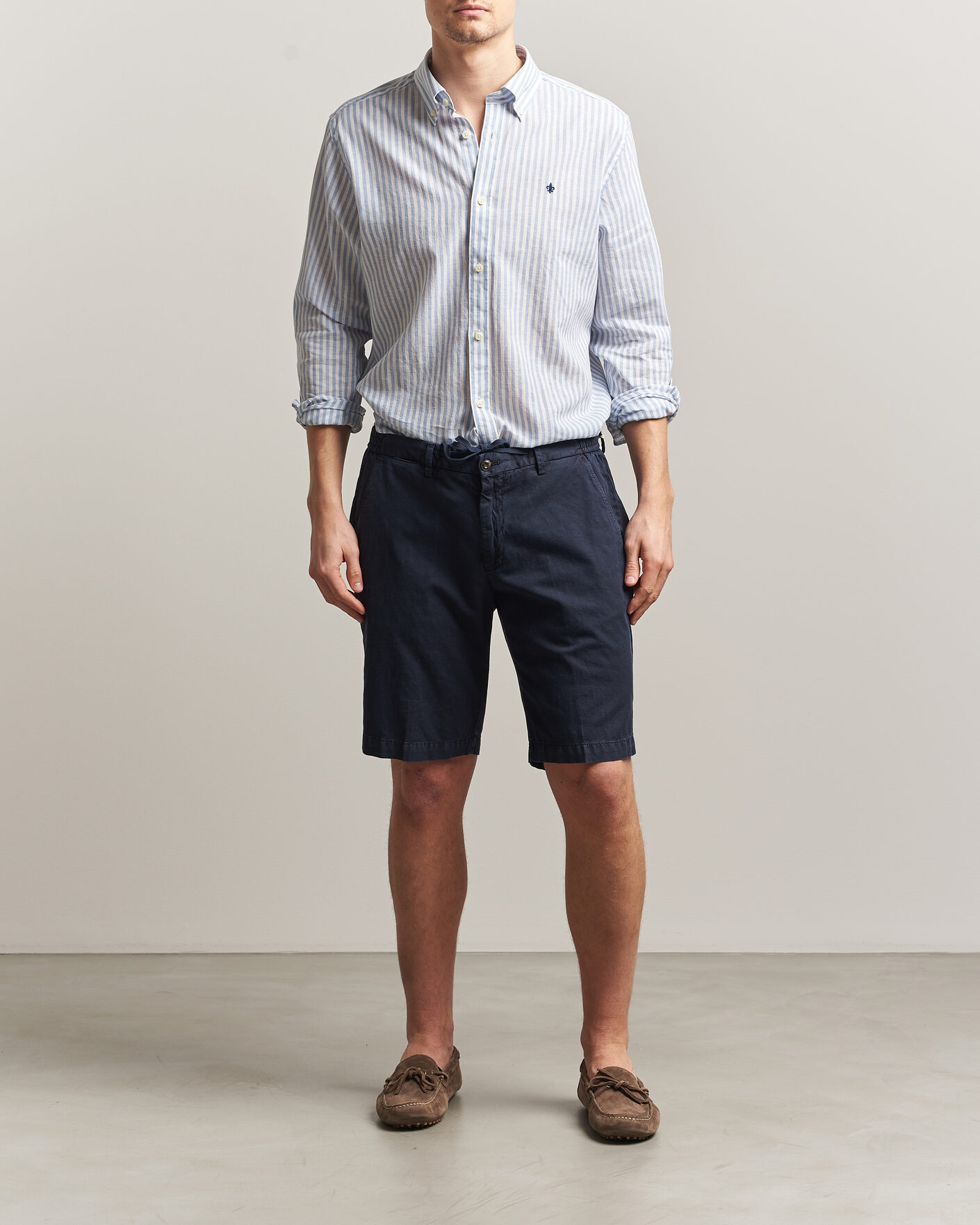 Herr | Skjortor | Morris | Douglas Striped Linen Shirt Blue/White