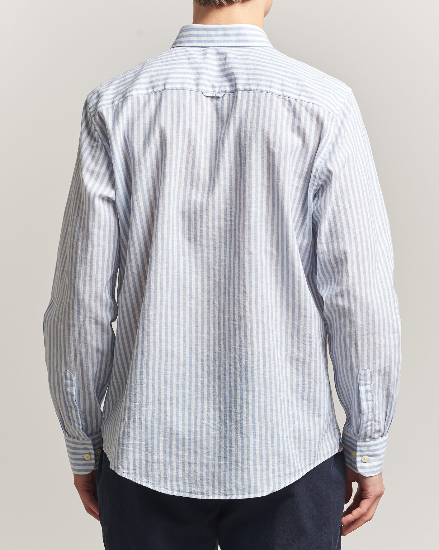 Herr | Skjortor | Morris | Douglas Striped Linen Shirt Blue/White