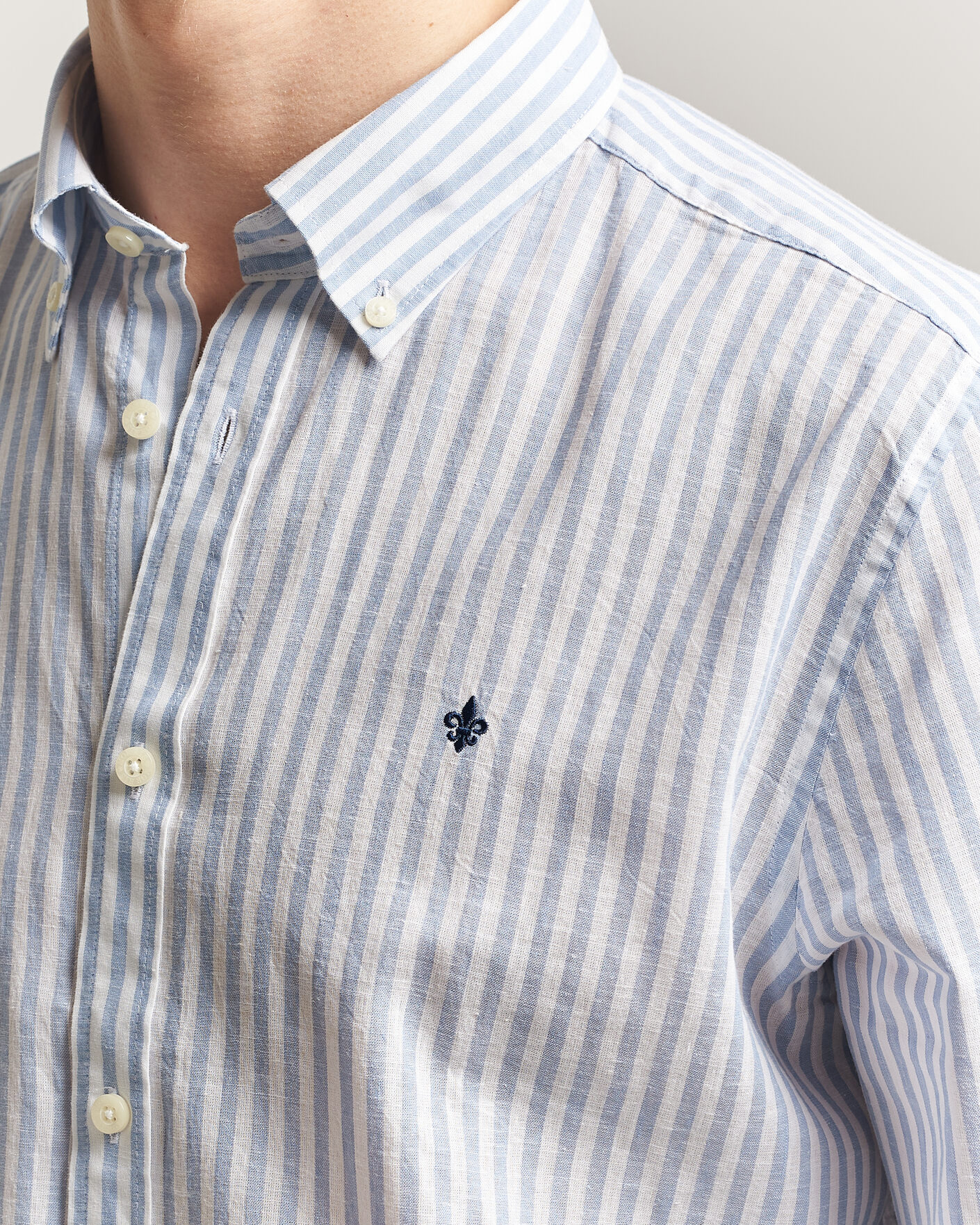 Herr | Skjortor | Morris | Douglas Striped Linen Shirt Blue/White