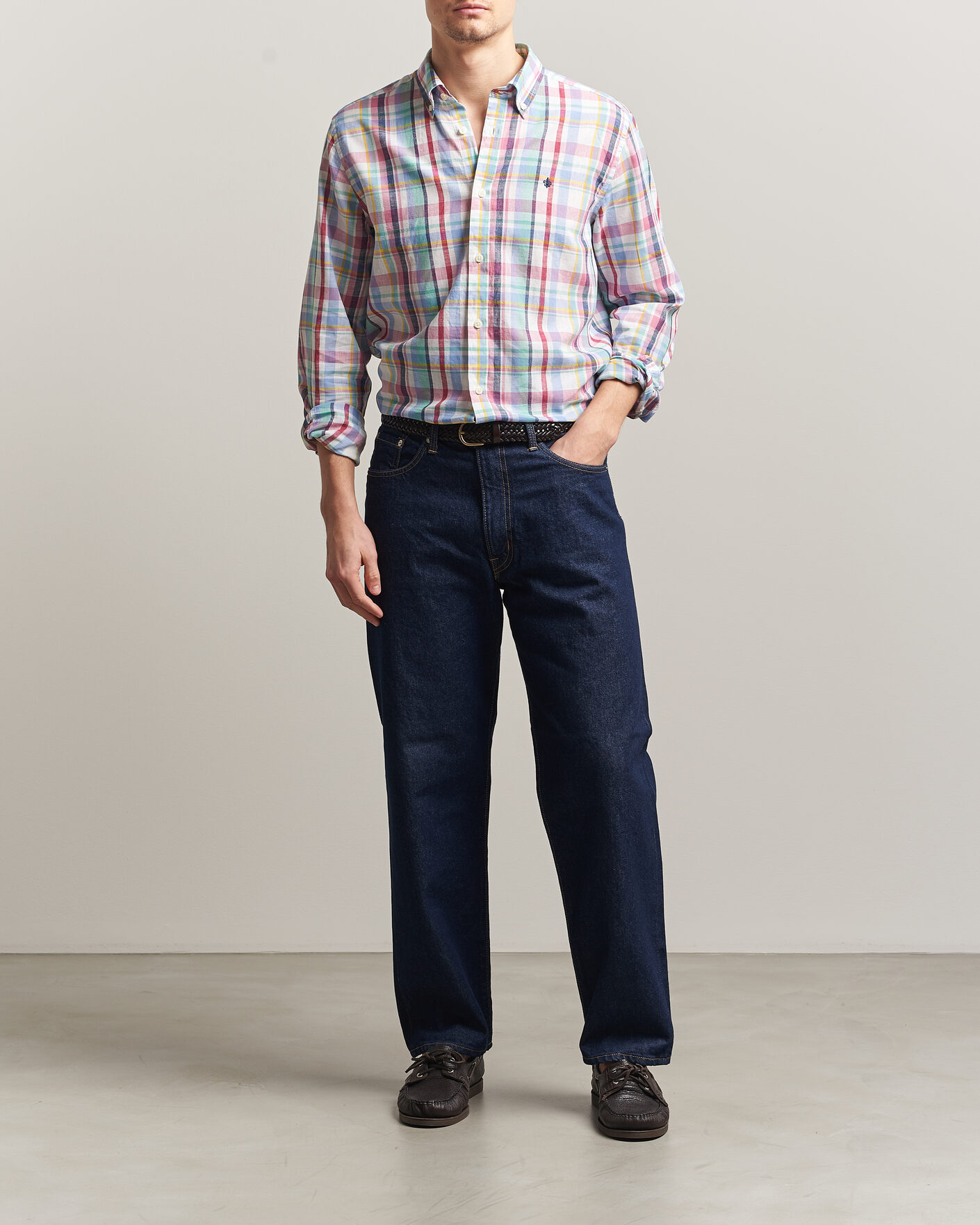 Herr | Skjortor | Morris | Preppy Check Linen Shirt Multi