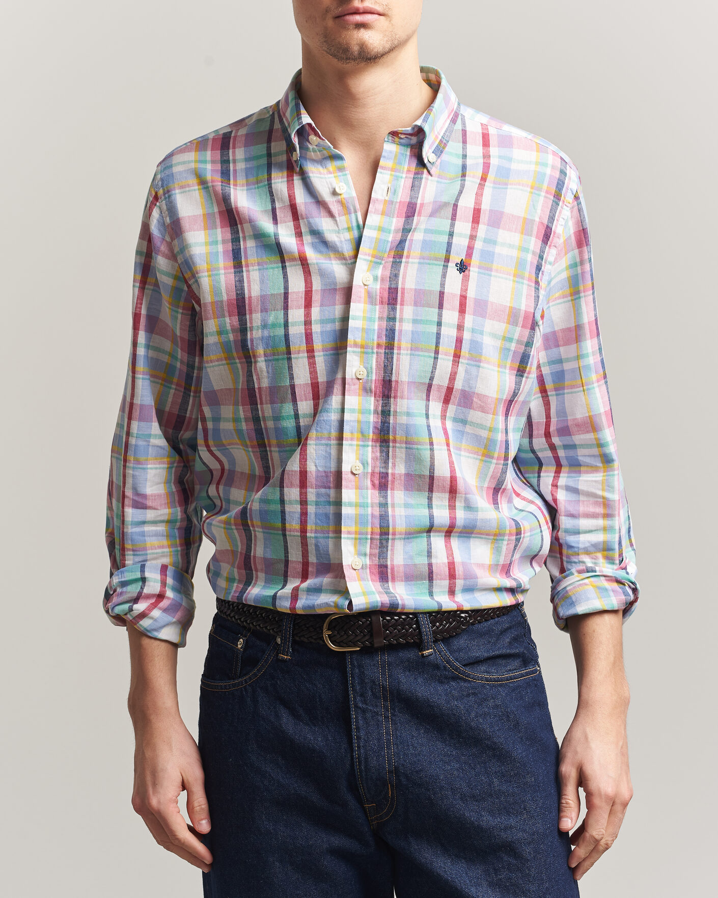 Herr | Skjortor | Morris | Preppy Check Linen Shirt Multi