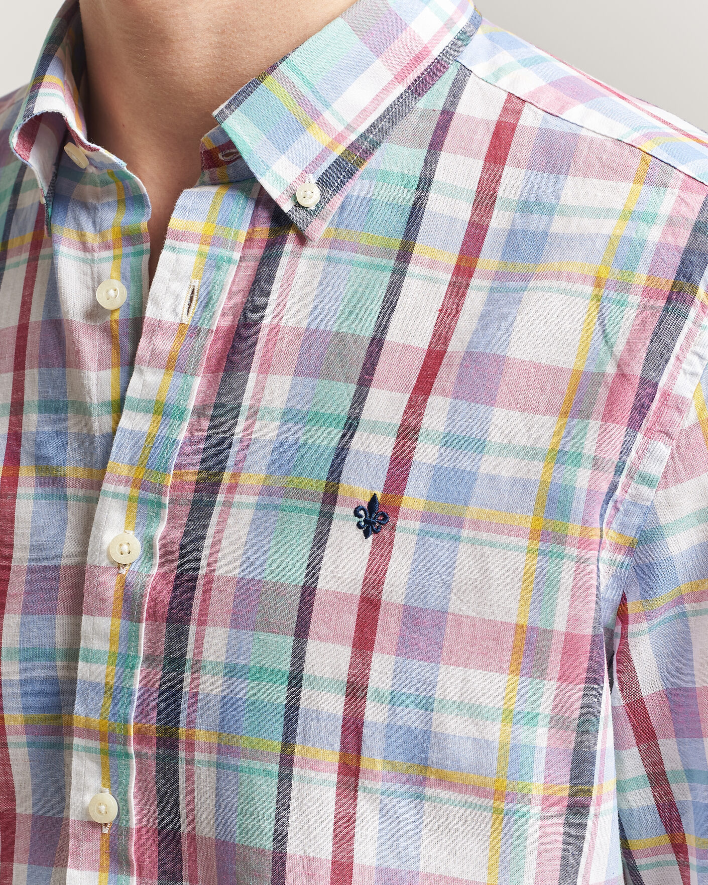 Herr | Skjortor | Morris | Preppy Check Linen Shirt Multi