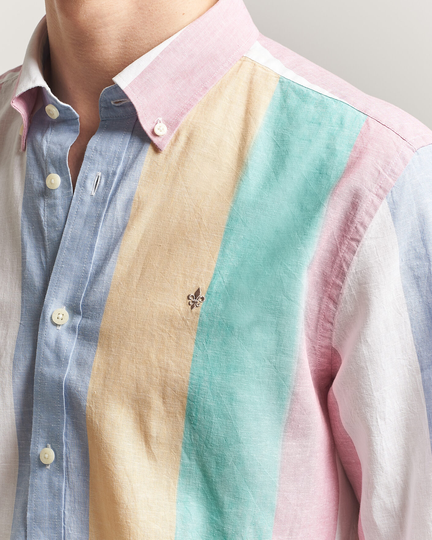 Herr | Skjortor | Morris | Happy Striped Linen Shirt Multi