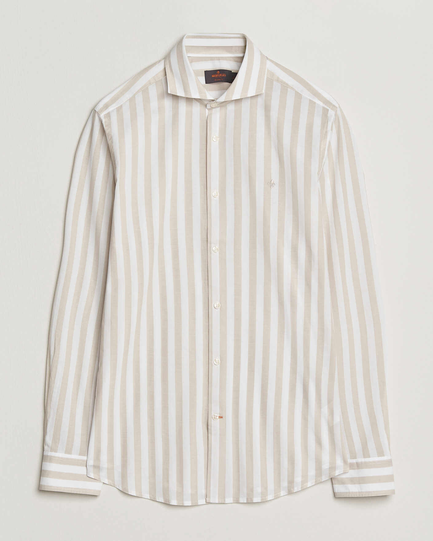 Herr | Skjortor | Morris | Summer Striped Lighweight Shirt Khaki/White