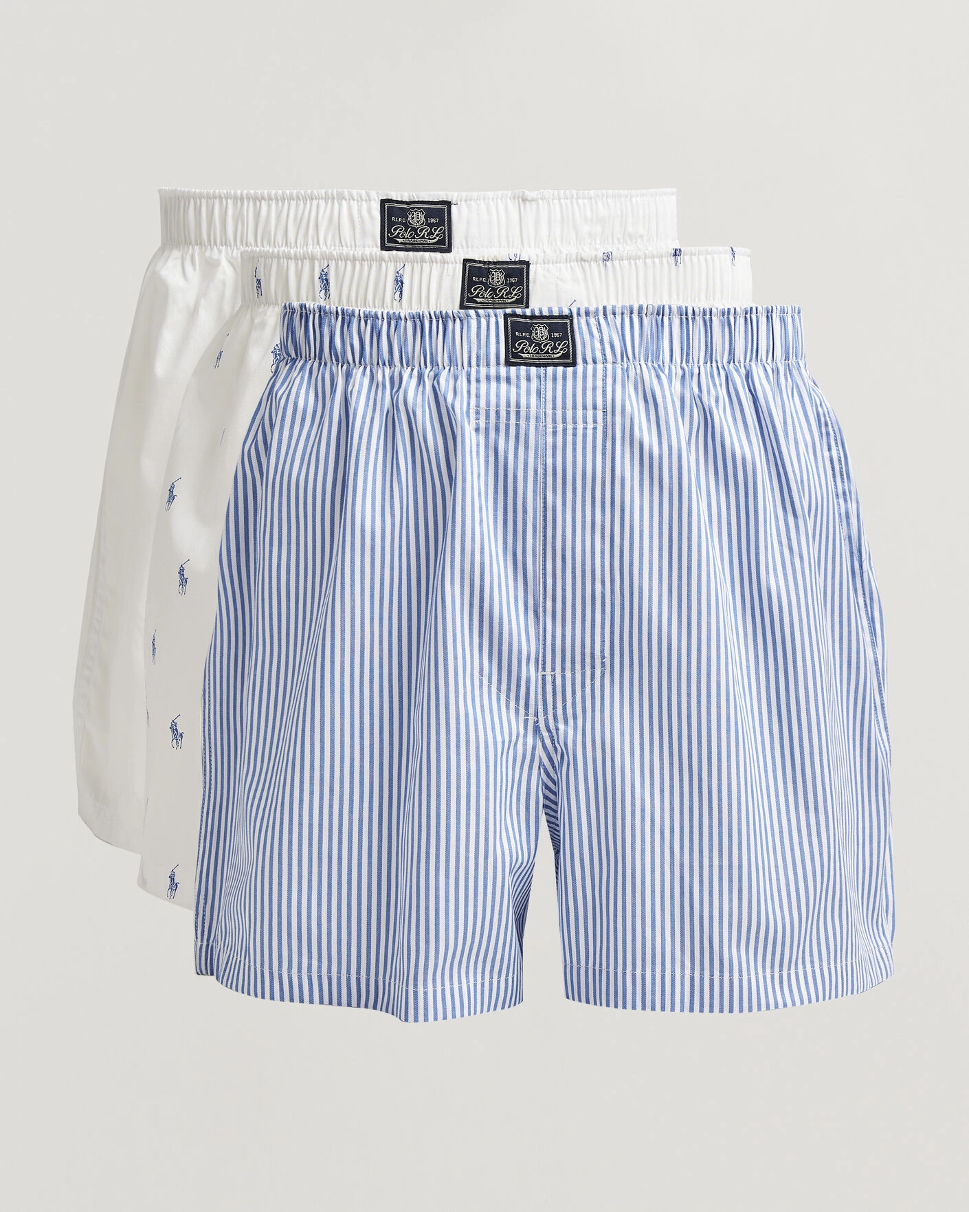 Herr | Underkläder | Polo Ralph Lauren | 3-Pack Woven Boxer White/Blue Stripe