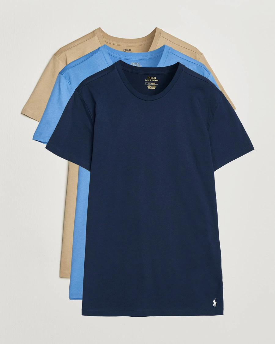 Herr | T-Shirts | Polo Ralph Lauren | 3-Pack Crew Neck T-Shirt Island/Khaki/Navy