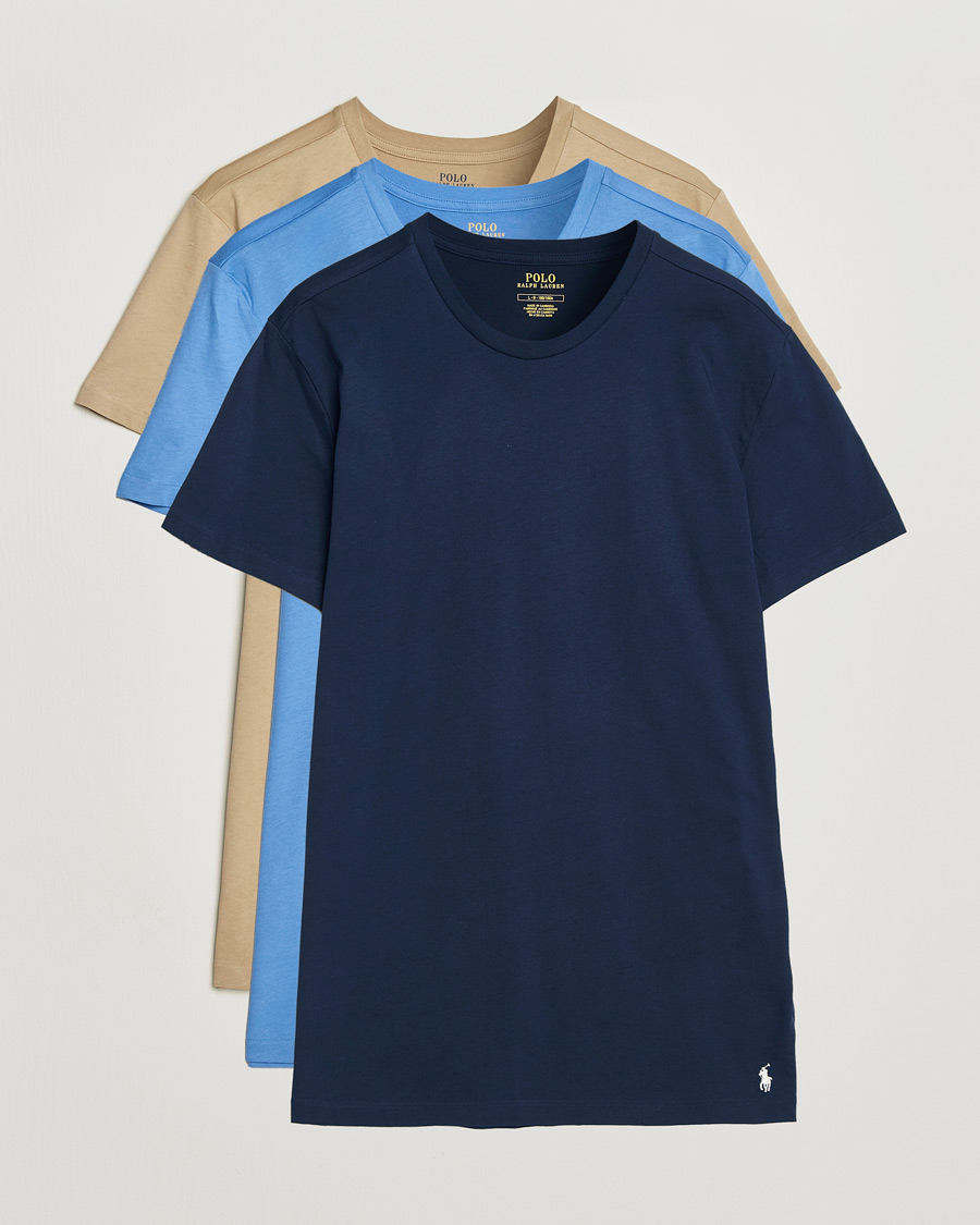 Herr | T-Shirts | Polo Ralph Lauren | 3-Pack Crew Neck T-Shirt Island/Khaki/Navy