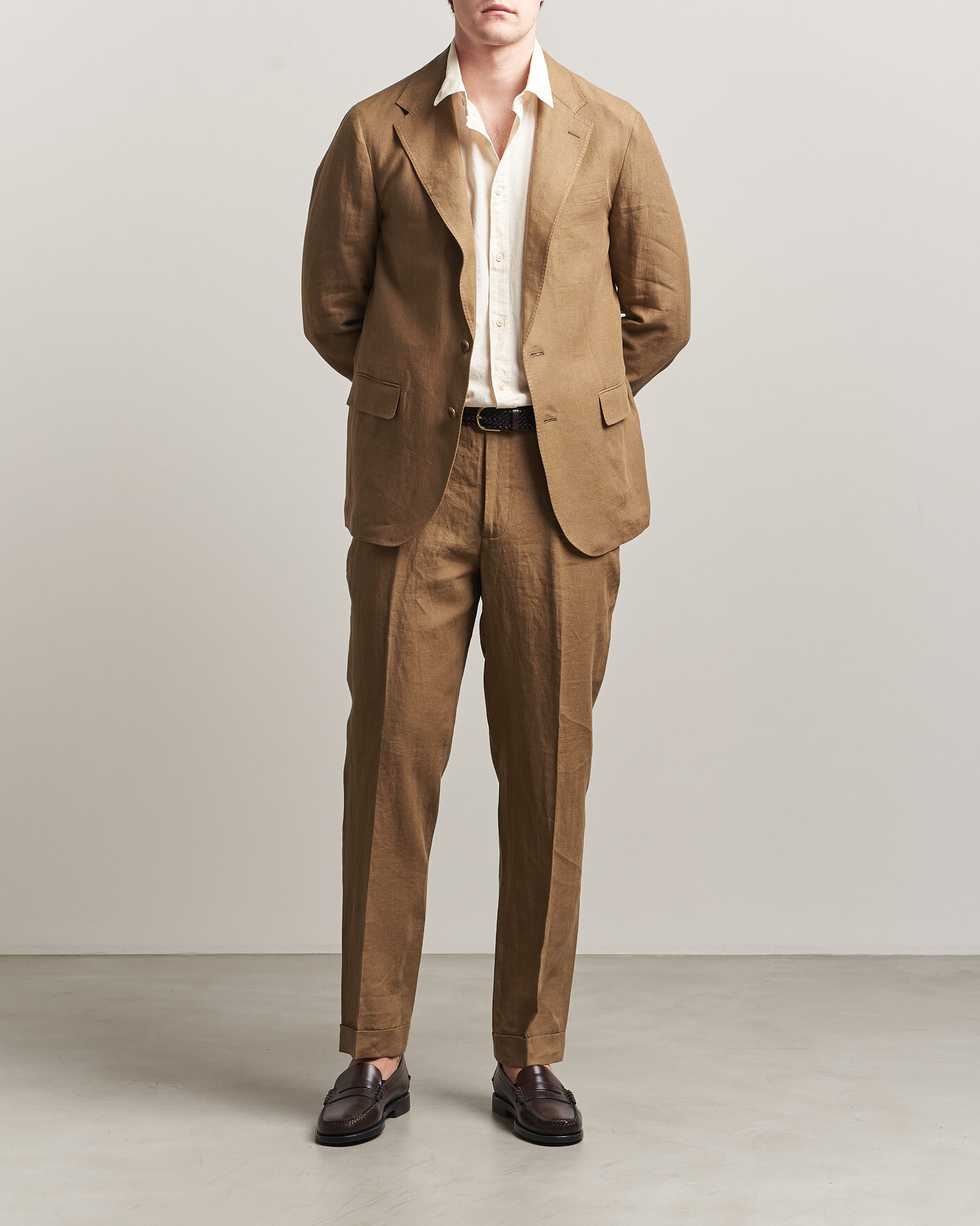 Herr | Byxor | Polo Ralph Lauren | Linen Pleated Trousers Light Sable
