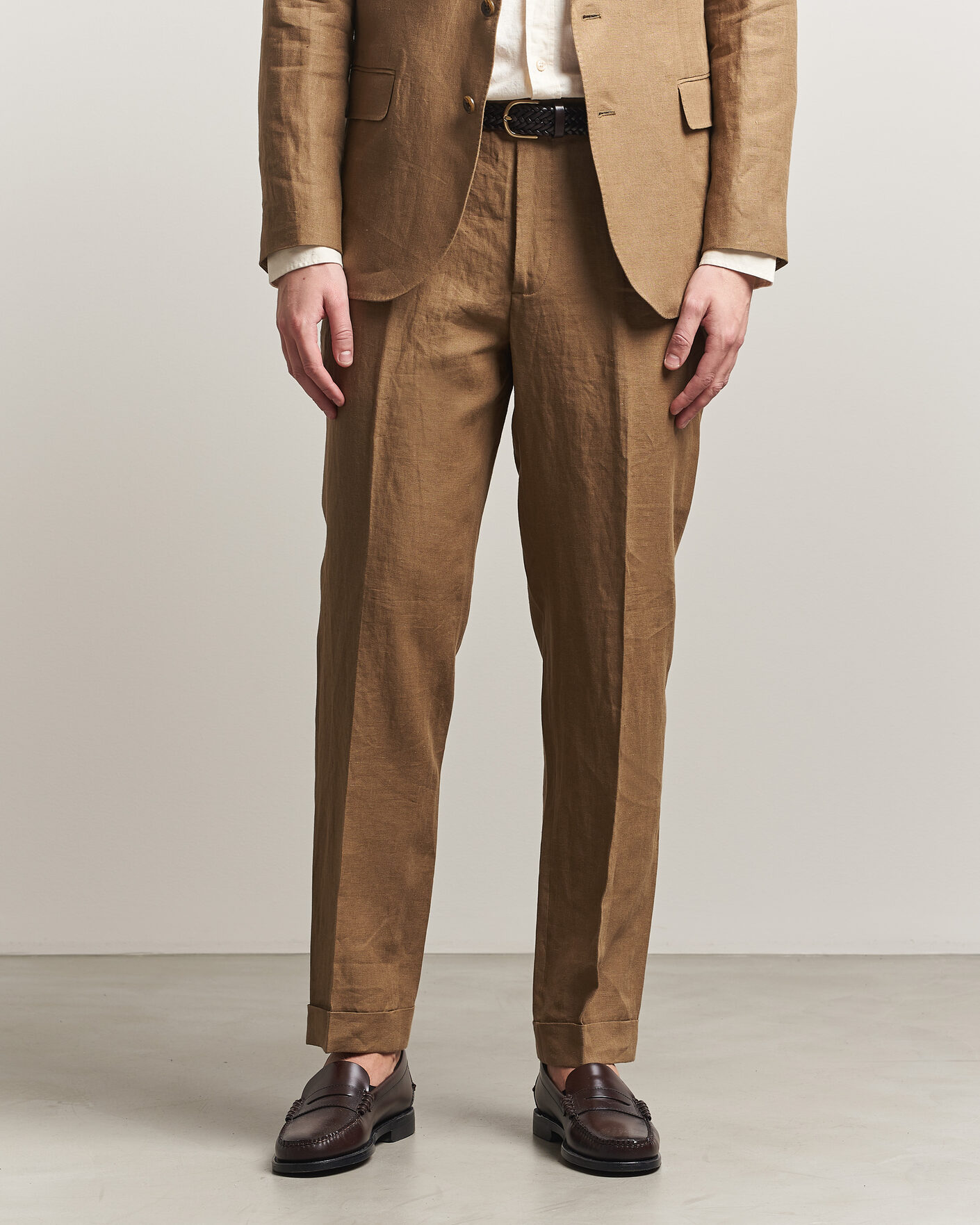 Herr | Byxor | Polo Ralph Lauren | Linen Pleated Trousers Light Sable