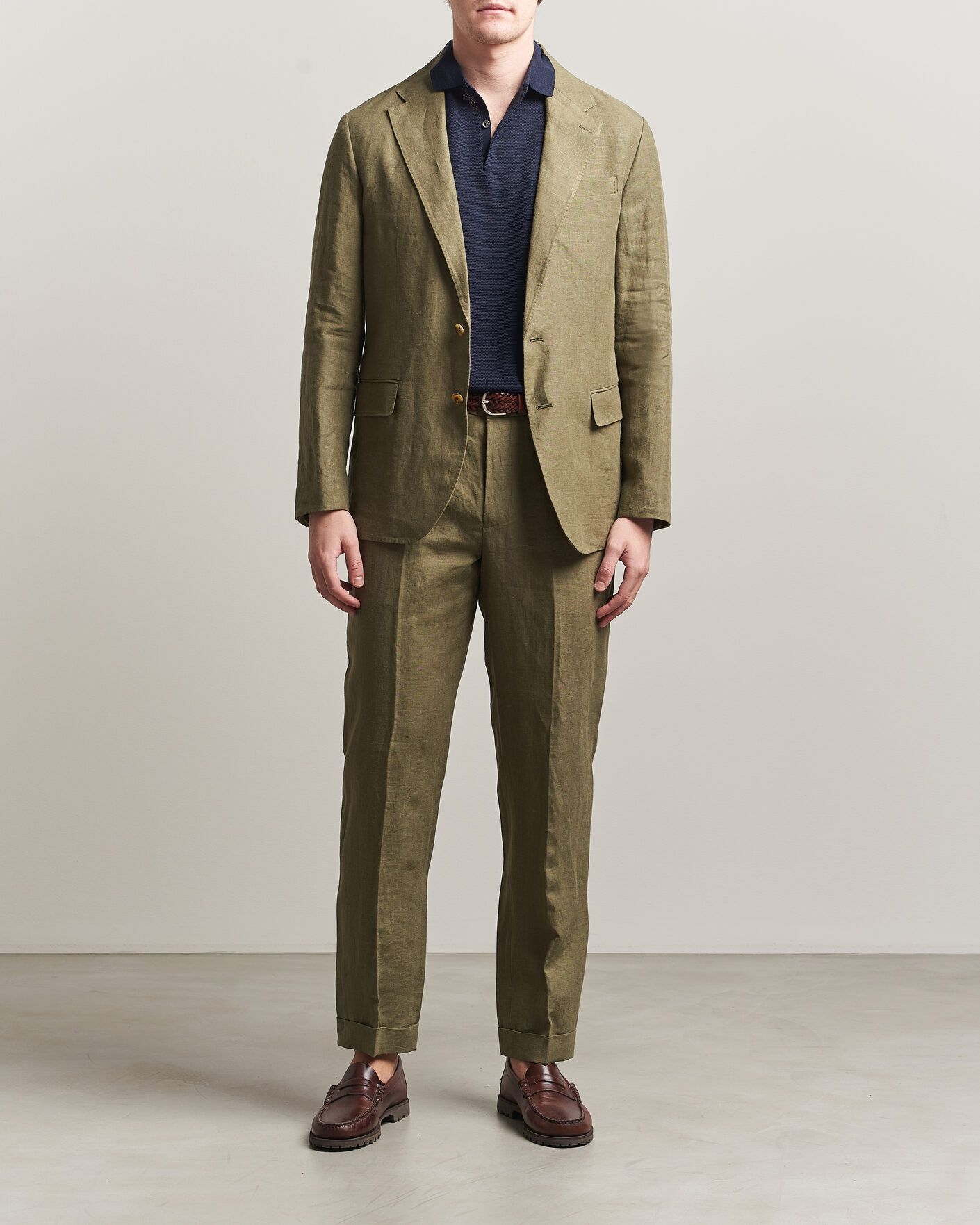 Herr | Byxor | Polo Ralph Lauren | Linen Pleated Trousers Basic Olive