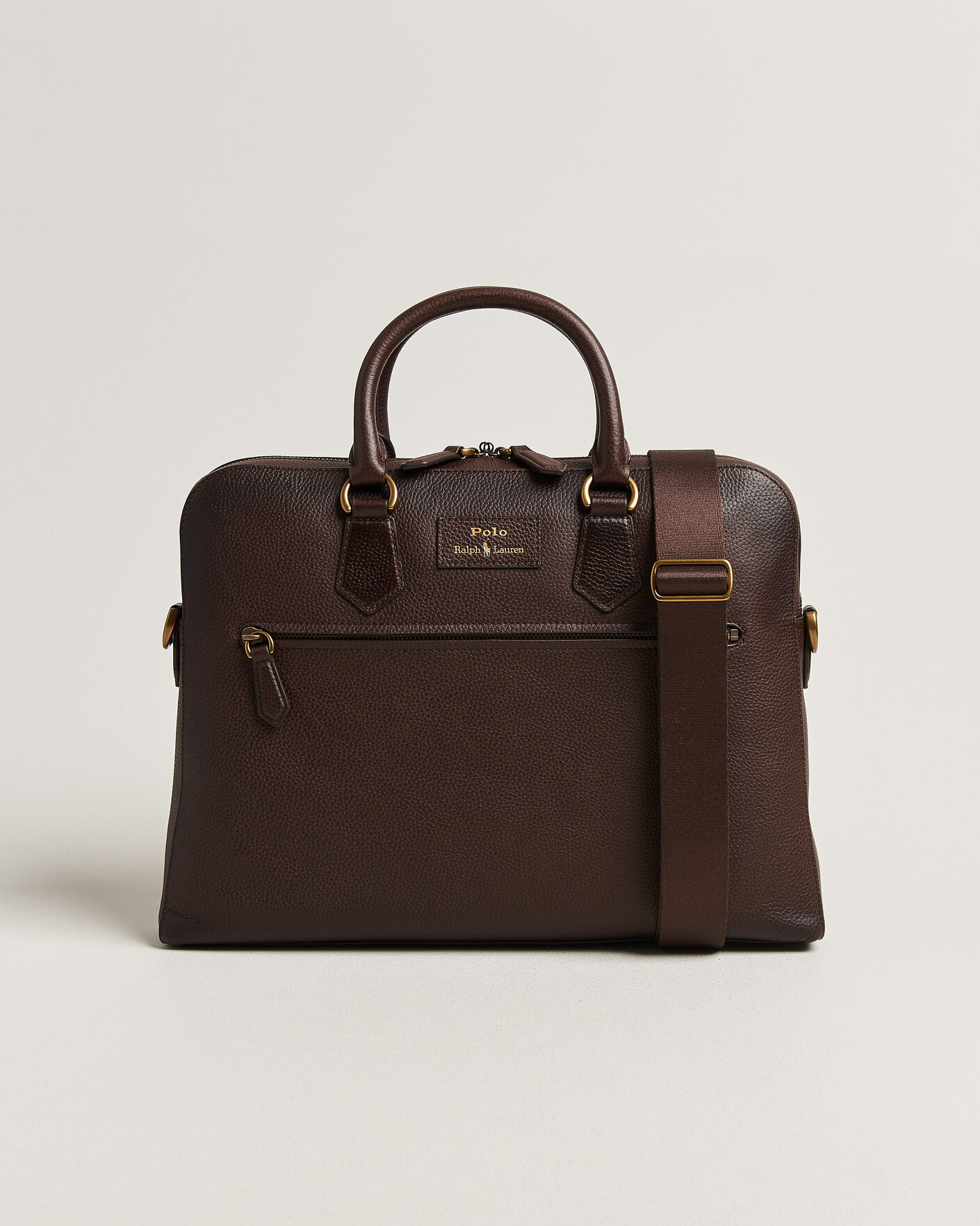 Herr | Väskor | Polo Ralph Lauren | Pebble Leather Briefcase Dark Brown