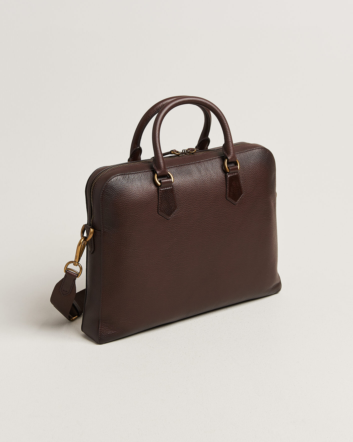Herr | Väskor | Polo Ralph Lauren | Pebble Leather Briefcase Dark Brown