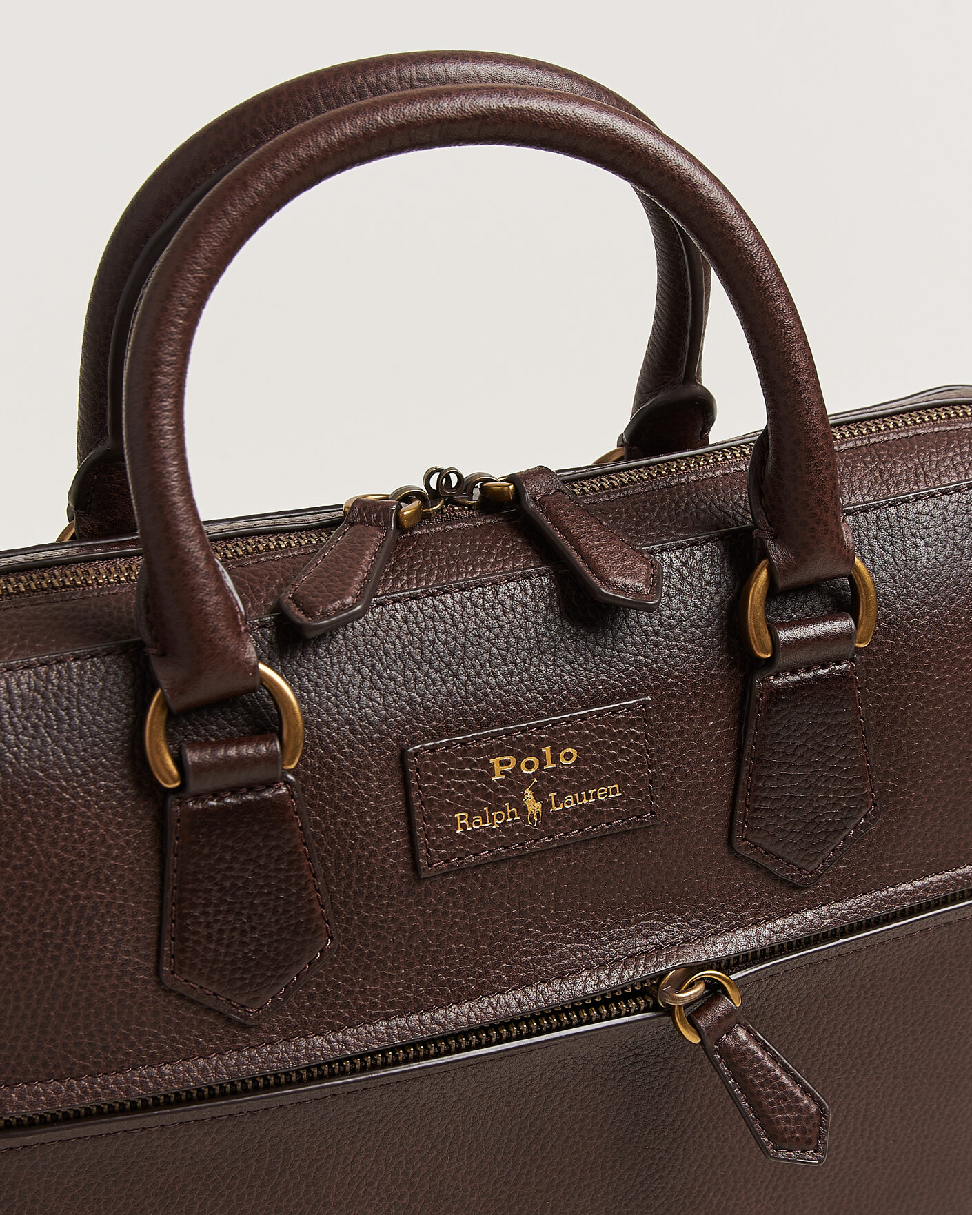 Herr | Väskor | Polo Ralph Lauren | Pebble Leather Briefcase Dark Brown