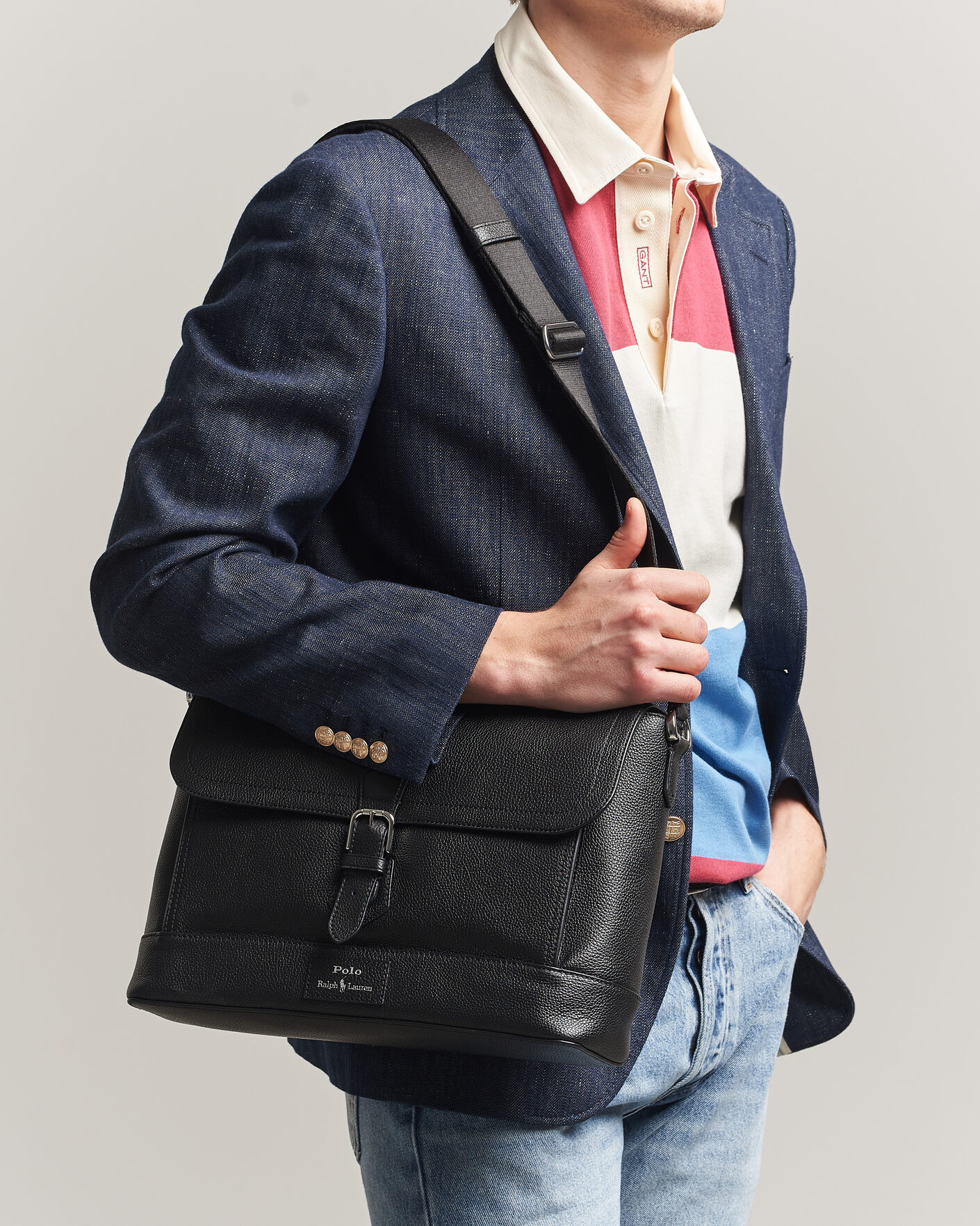 Herr | Väskor | Polo Ralph Lauren | Pebble Leather Messenger Bag Black