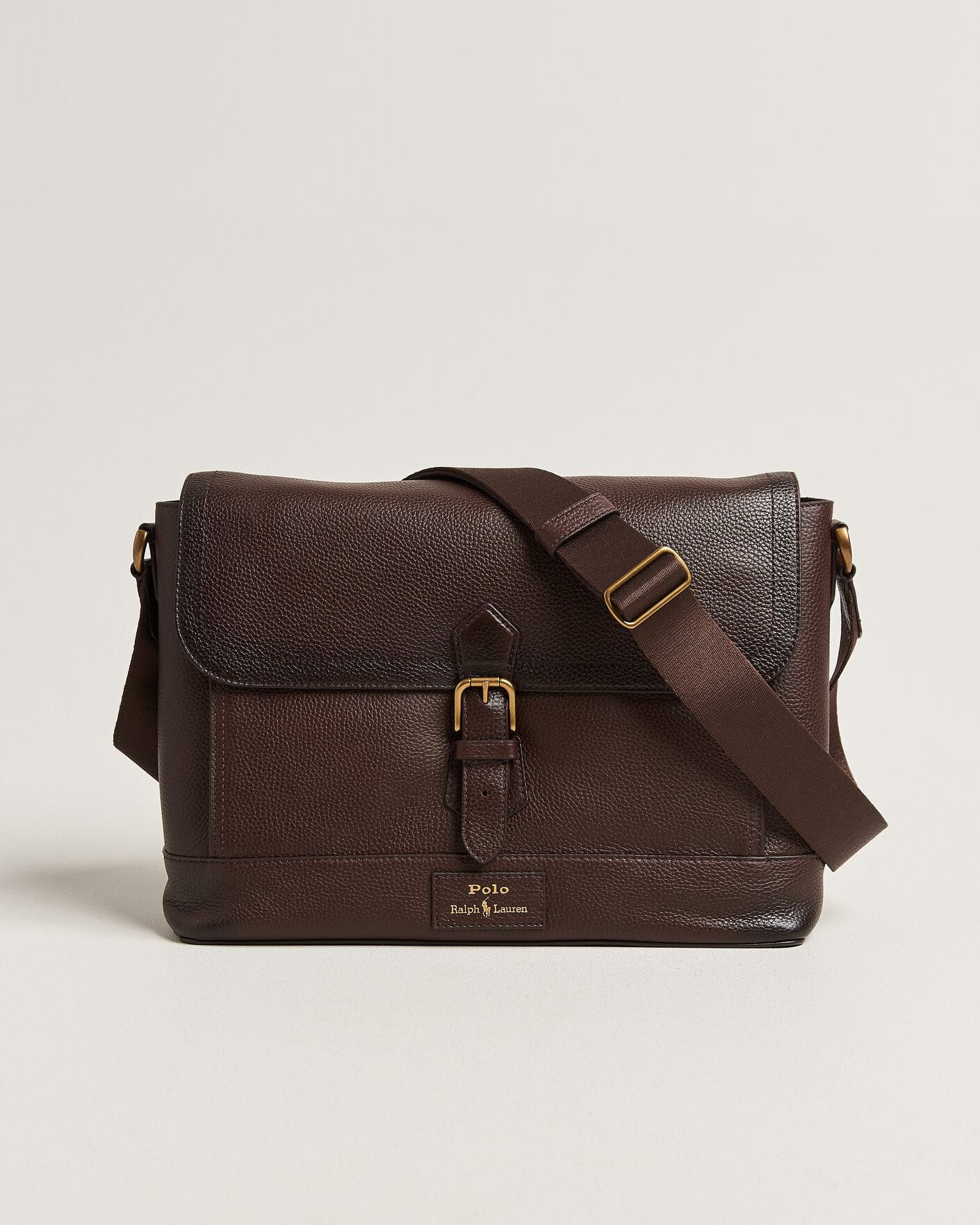 Herr | Väskor | Polo Ralph Lauren | Pebble Leather Messenger Bag Dark Brown