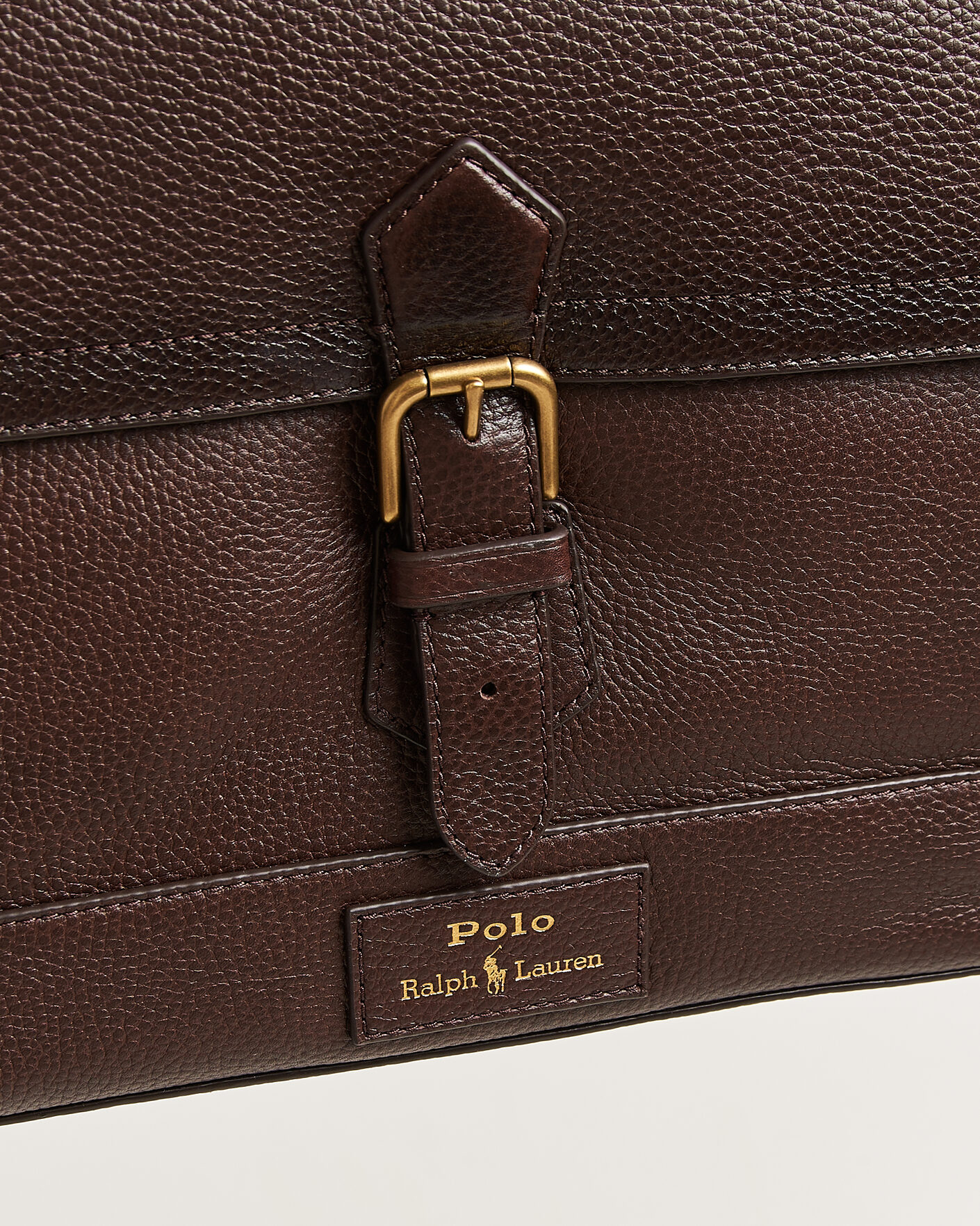 Herr | Väskor | Polo Ralph Lauren | Pebble Leather Messenger Bag Dark Brown