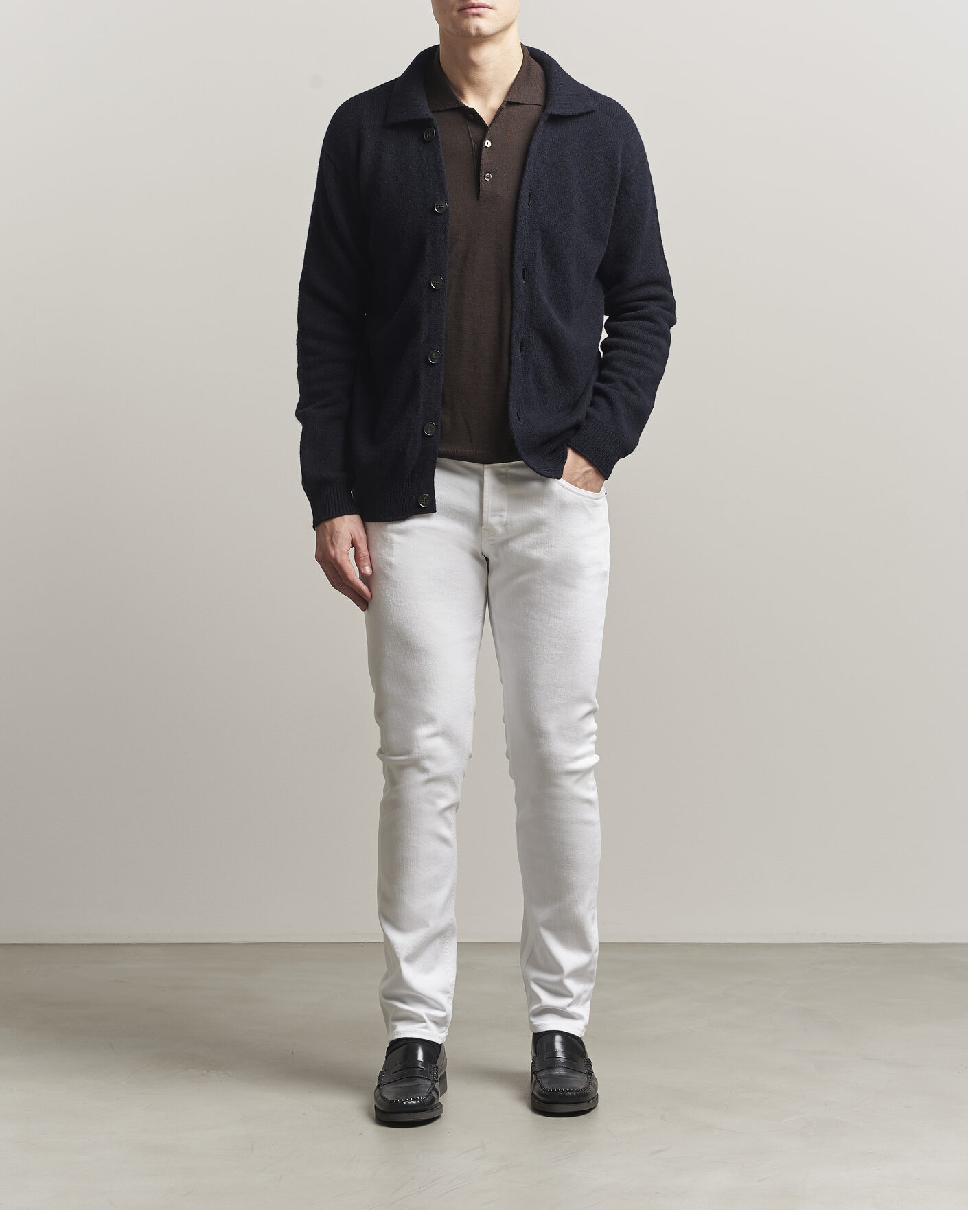 Herr | Byxor | Dondup | George Bullstretch 5-Pocket Pants White