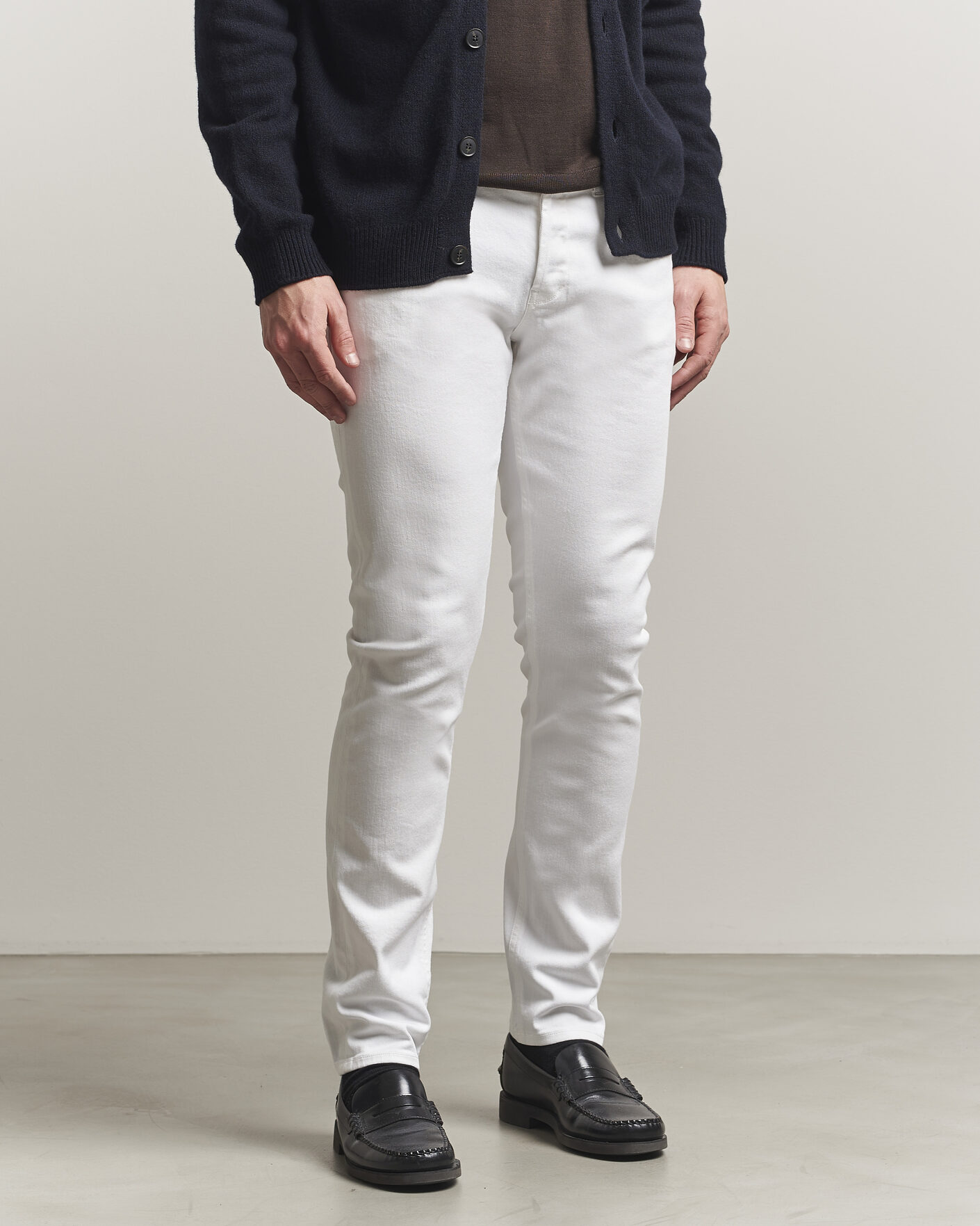 Herr | Byxor | Dondup | George Bullstretch 5-Pocket Pants White