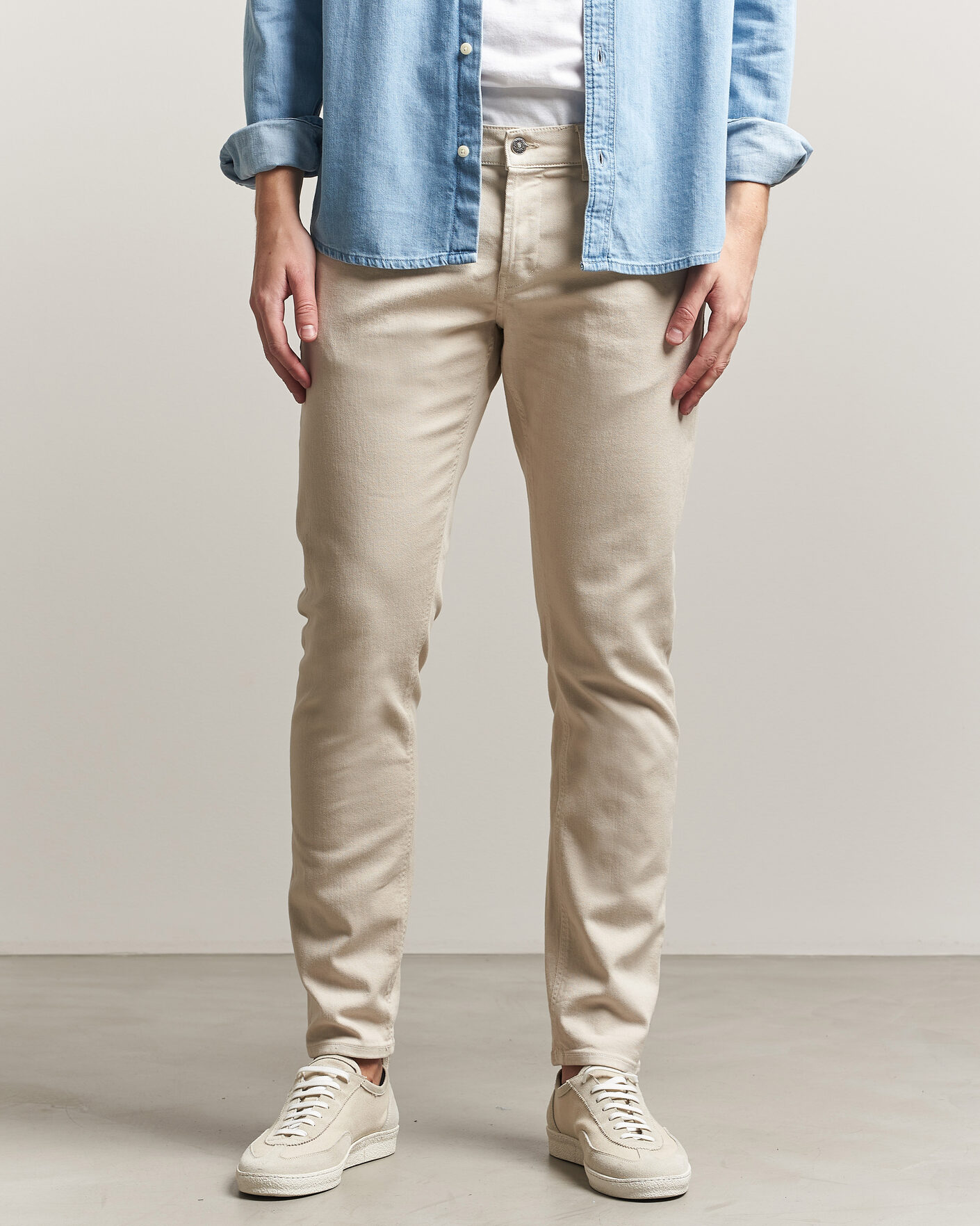 Herr | Byxor | Dondup | George Bullstretch 5-Pocket Pants Beige