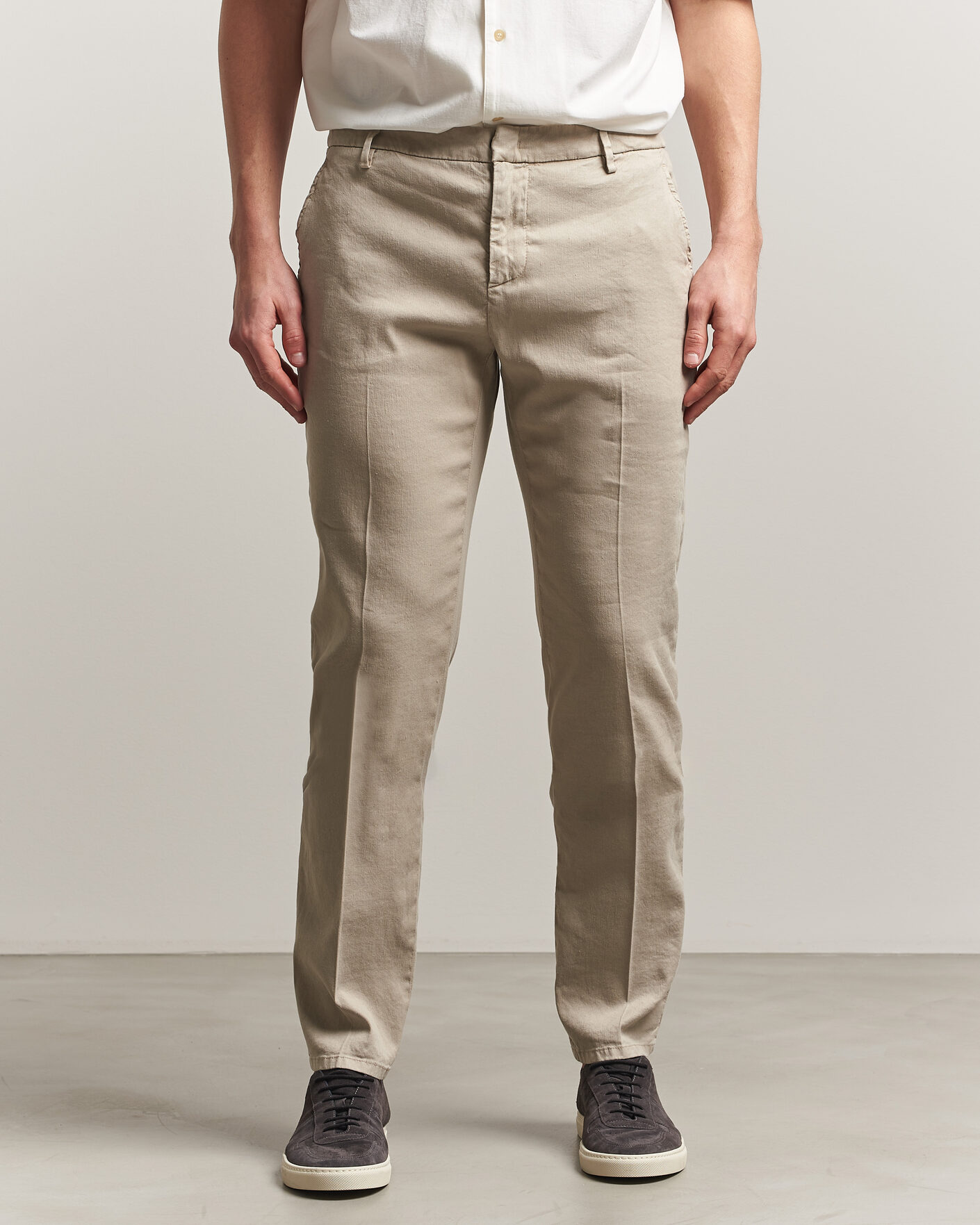 Herr | Byxor | Dondup | Spiritisimo Linen Stretch Chinos Beige