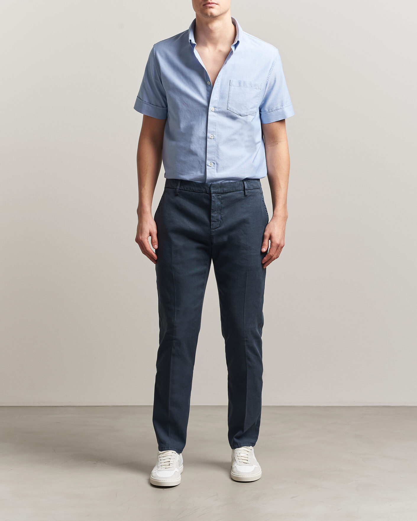 Herr | Byxor | Dondup | Spiritisimo Linen Stretch Chinos Navy
