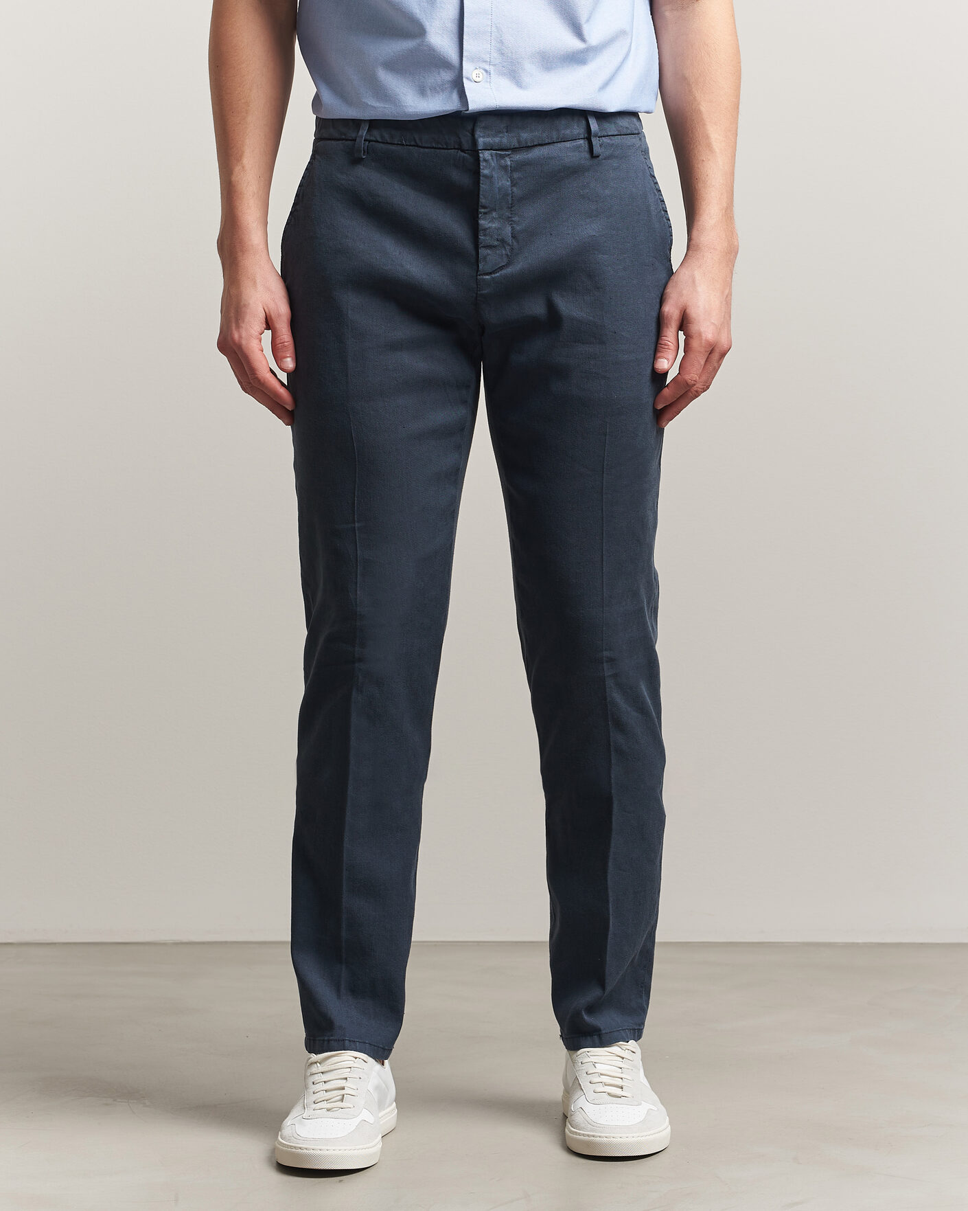 Herr | Byxor | Dondup | Spiritisimo Linen Stretch Chinos Navy