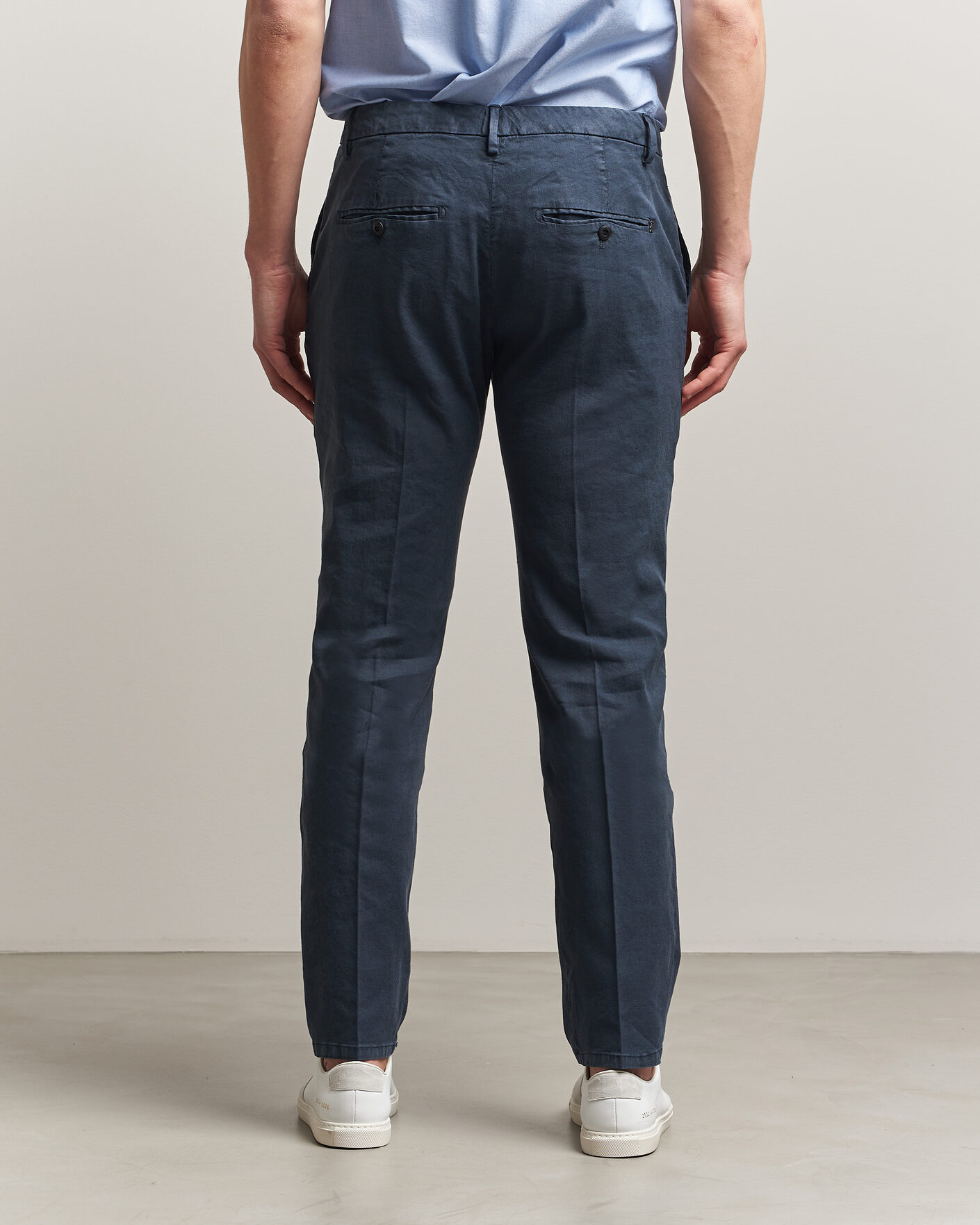 Herr | Byxor | Dondup | Spiritisimo Linen Stretch Chinos Navy