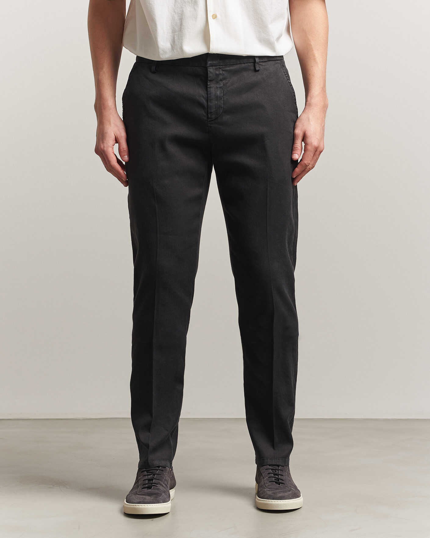 Herr | Byxor | Dondup | Spiritisimo Linen Stretch Chinos Black