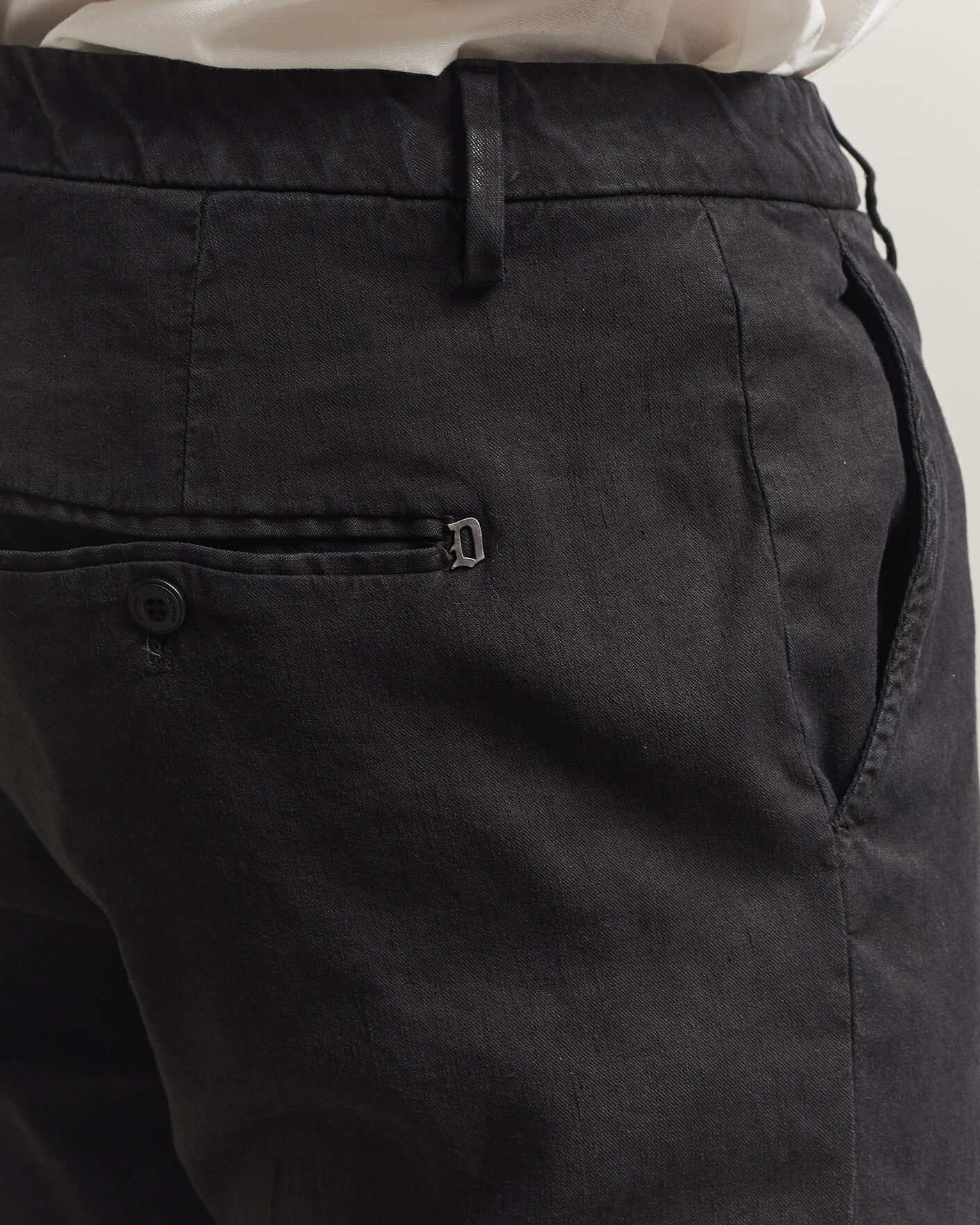 Herr | Byxor | Dondup | Spiritisimo Linen Stretch Chinos Black