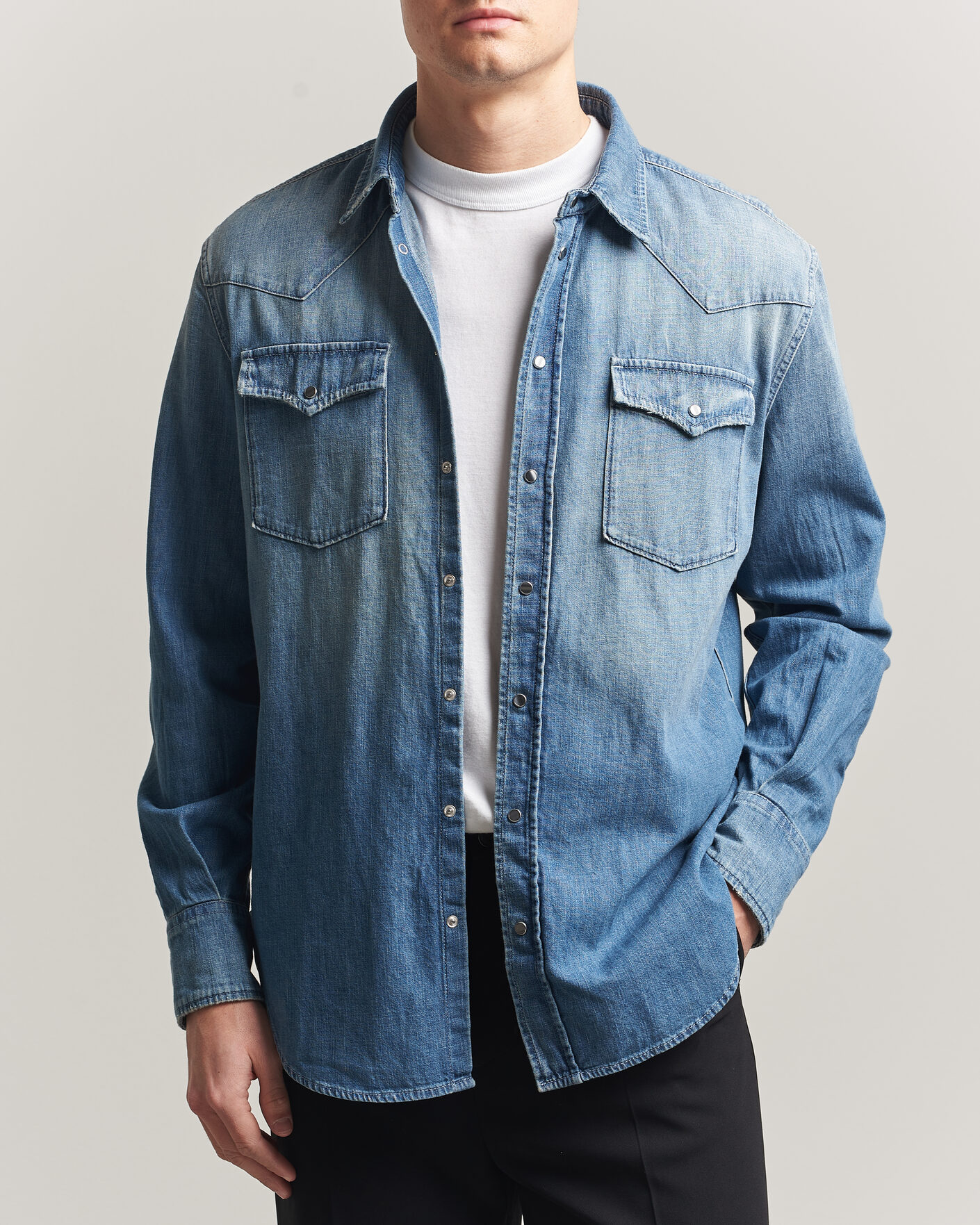 Herr | Skjortor | Dondup | Regular Fit Denim Shirt Medium Blue