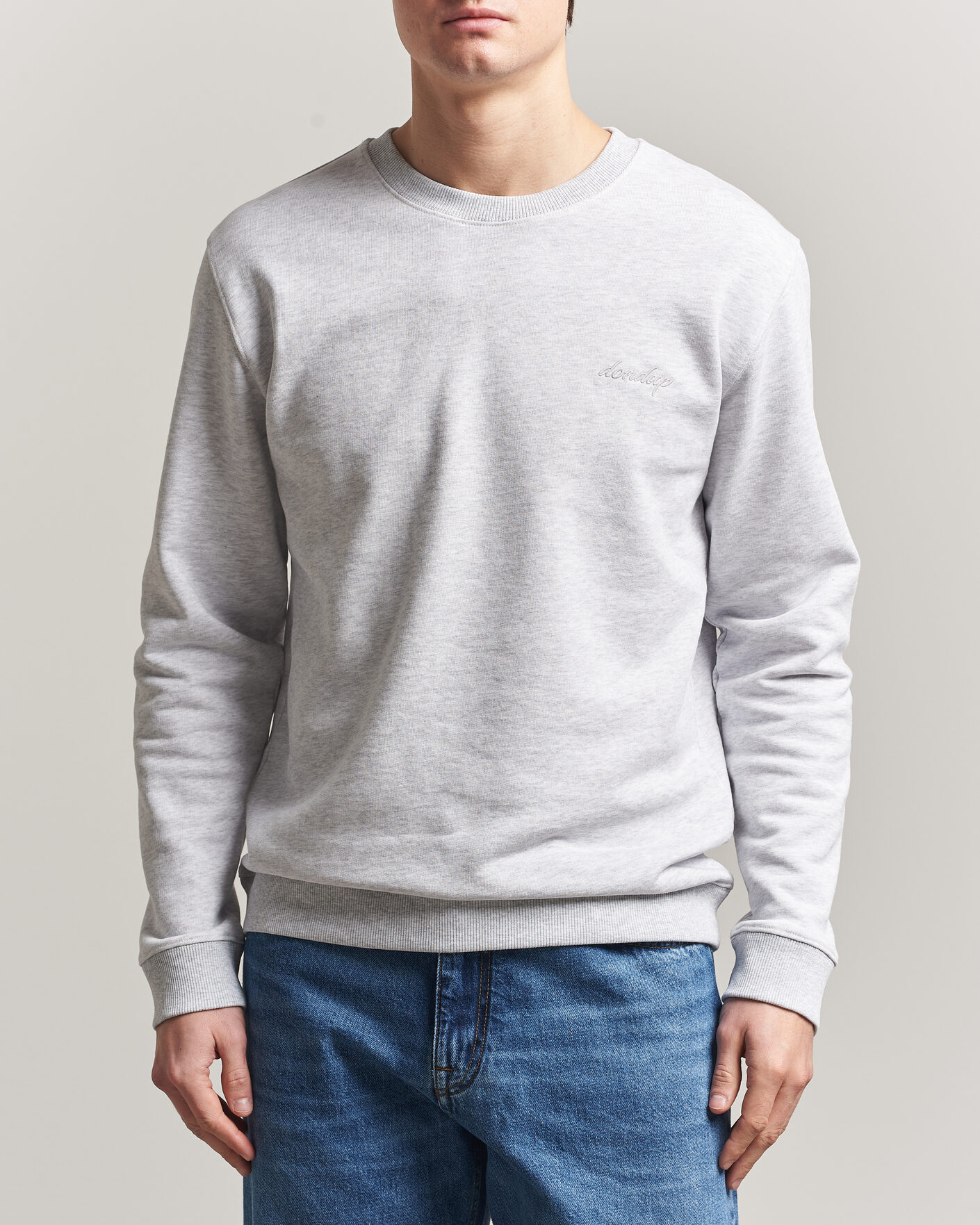 Herr | Tröjor | Dondup | Logo Crew Neck Sweatshirt Light Grey Melange