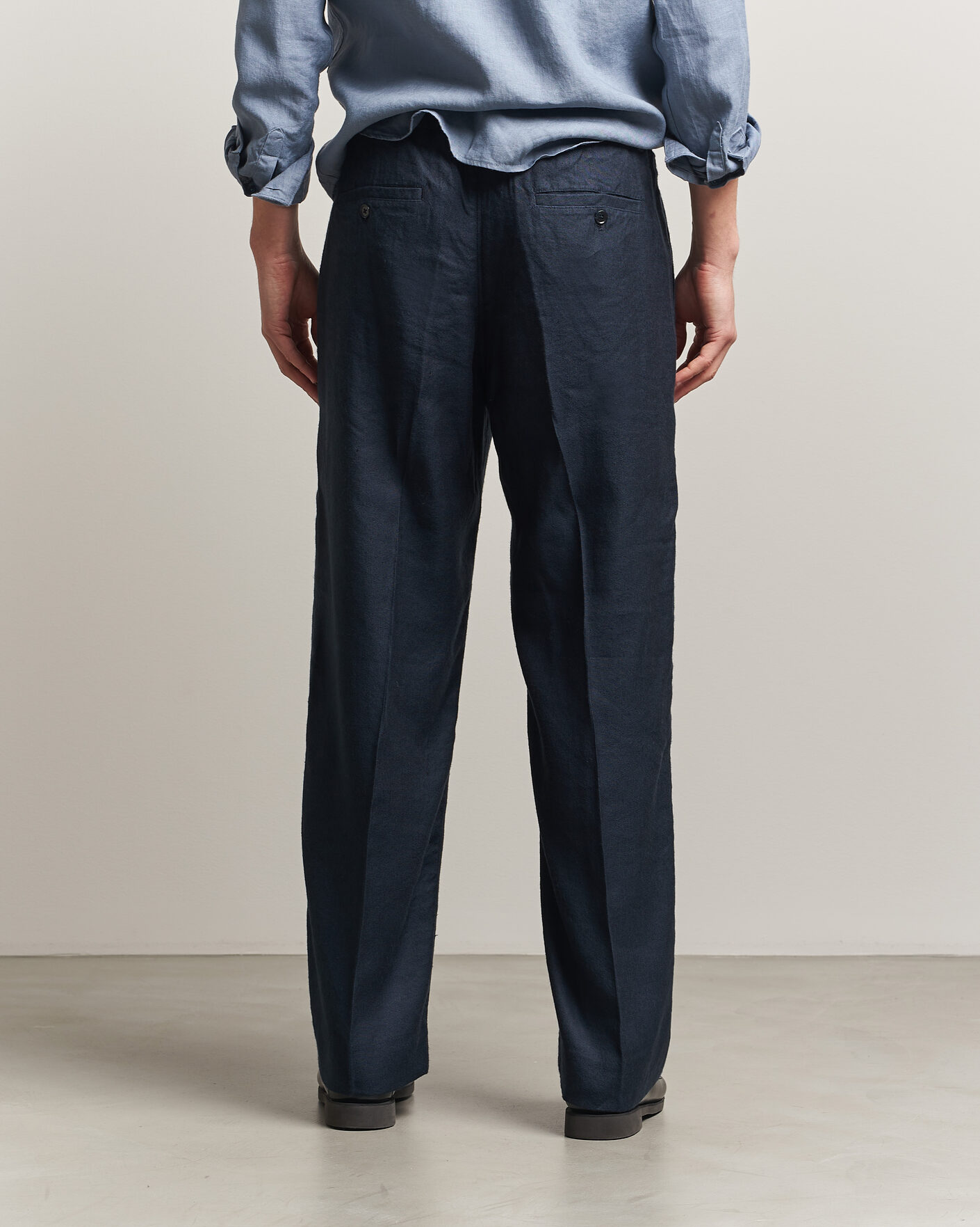 Herr | Byxor | NN07 | Kay Linen/Viscose Drawstring Trousers Deep Navy