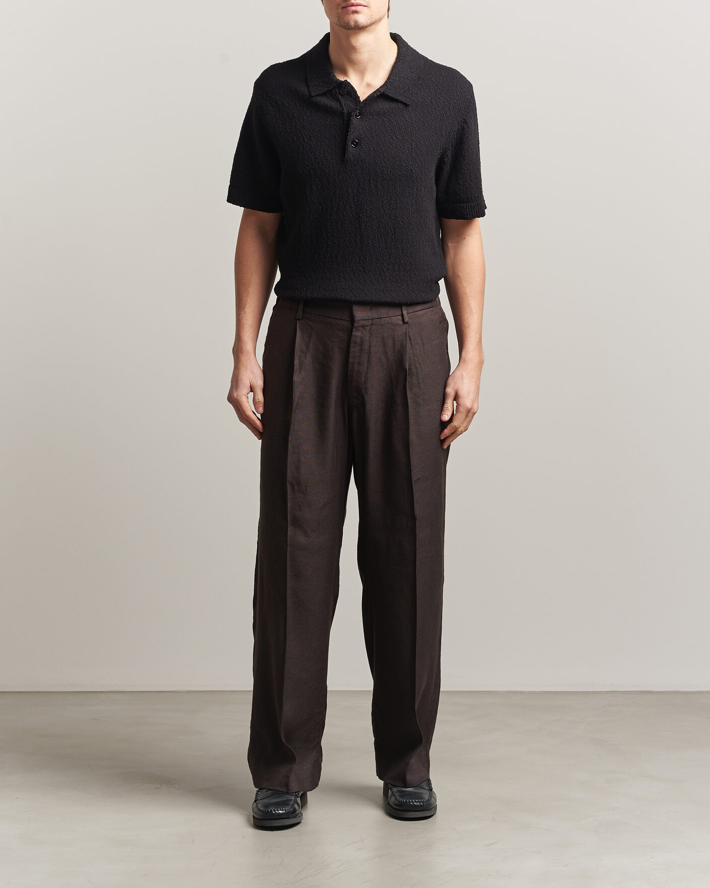 Herr | Byxor | NN07 | Kay Linen/Viscose Drawstring Trousers Deep Truffle