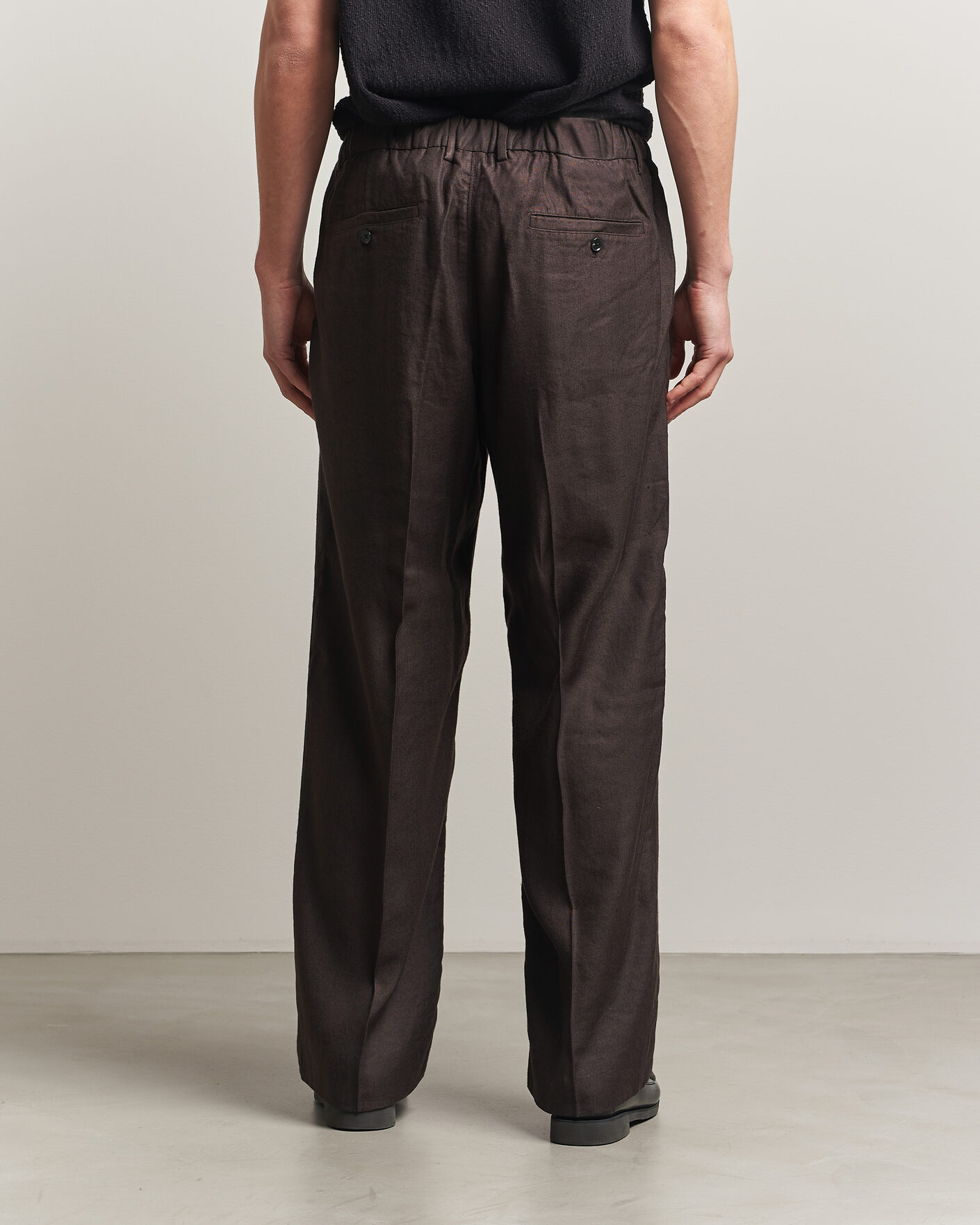 Herr | Byxor | NN07 | Kay Linen/Viscose Drawstring Trousers Deep Truffle
