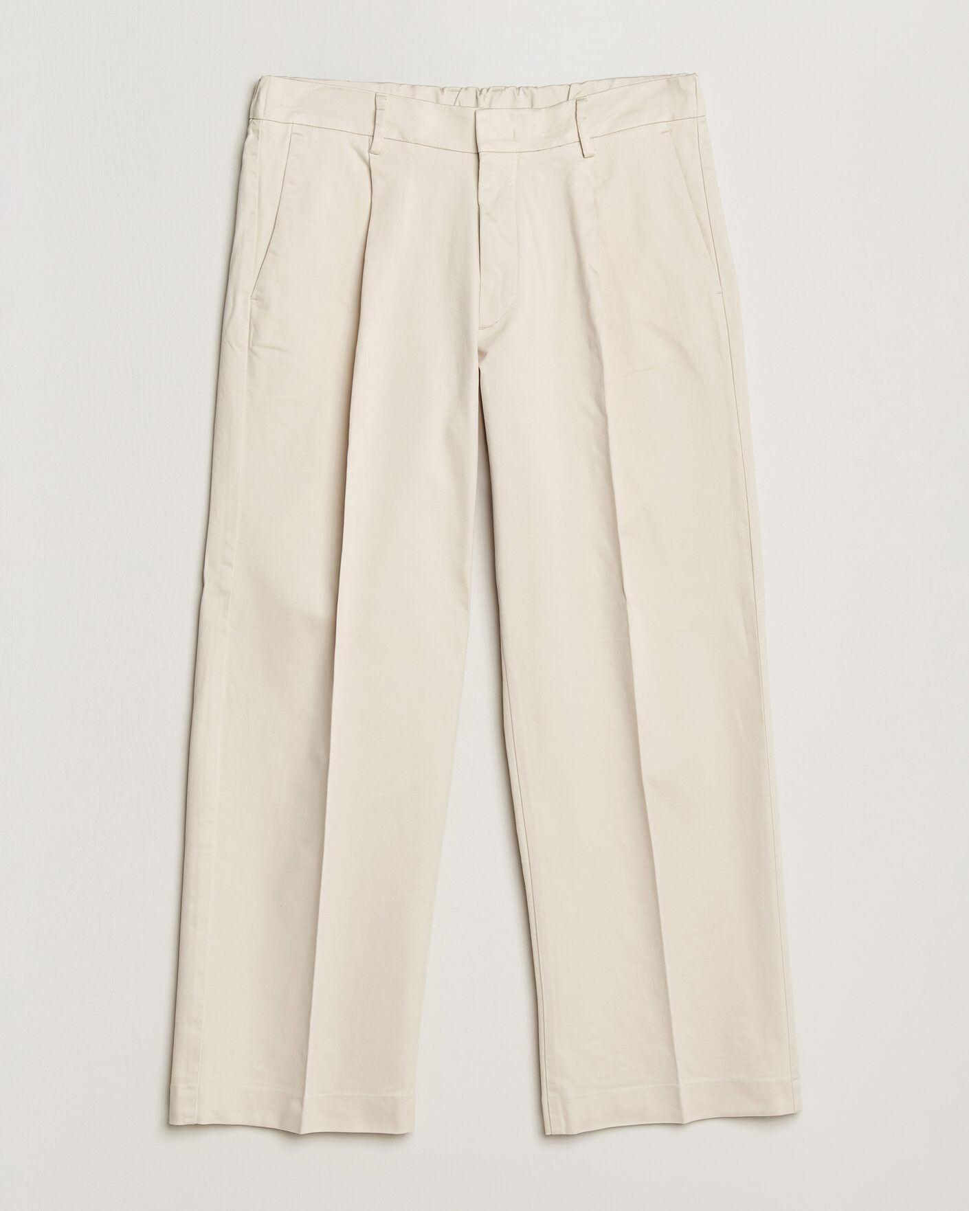 Herr | Byxor | NN07 | Kay Cotton Pleated Trousers Ivory