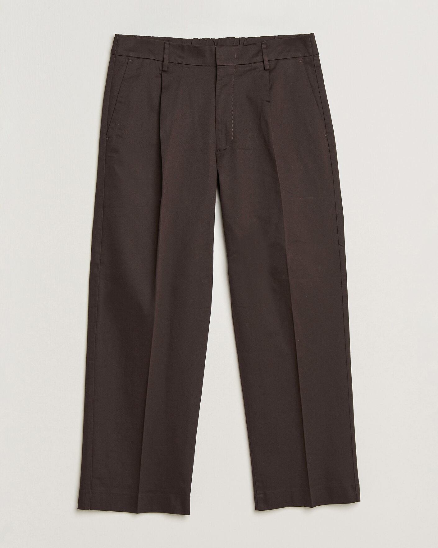 Herr | Byxor | NN07 | Kay Cotton Pleated Trousers Deep Truffle